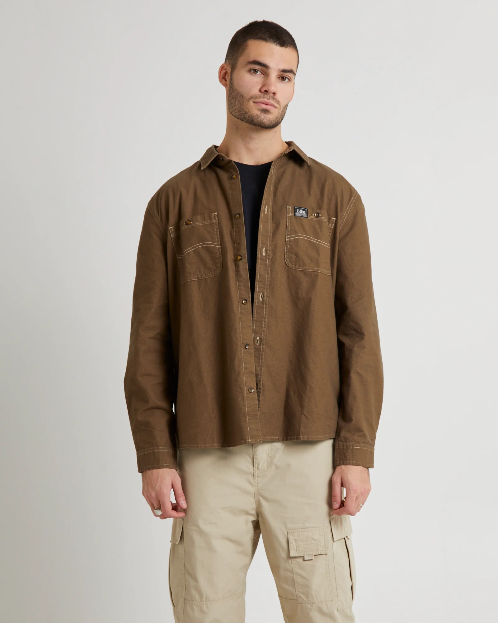 Lee Worker LS Shirt Brushed Brown