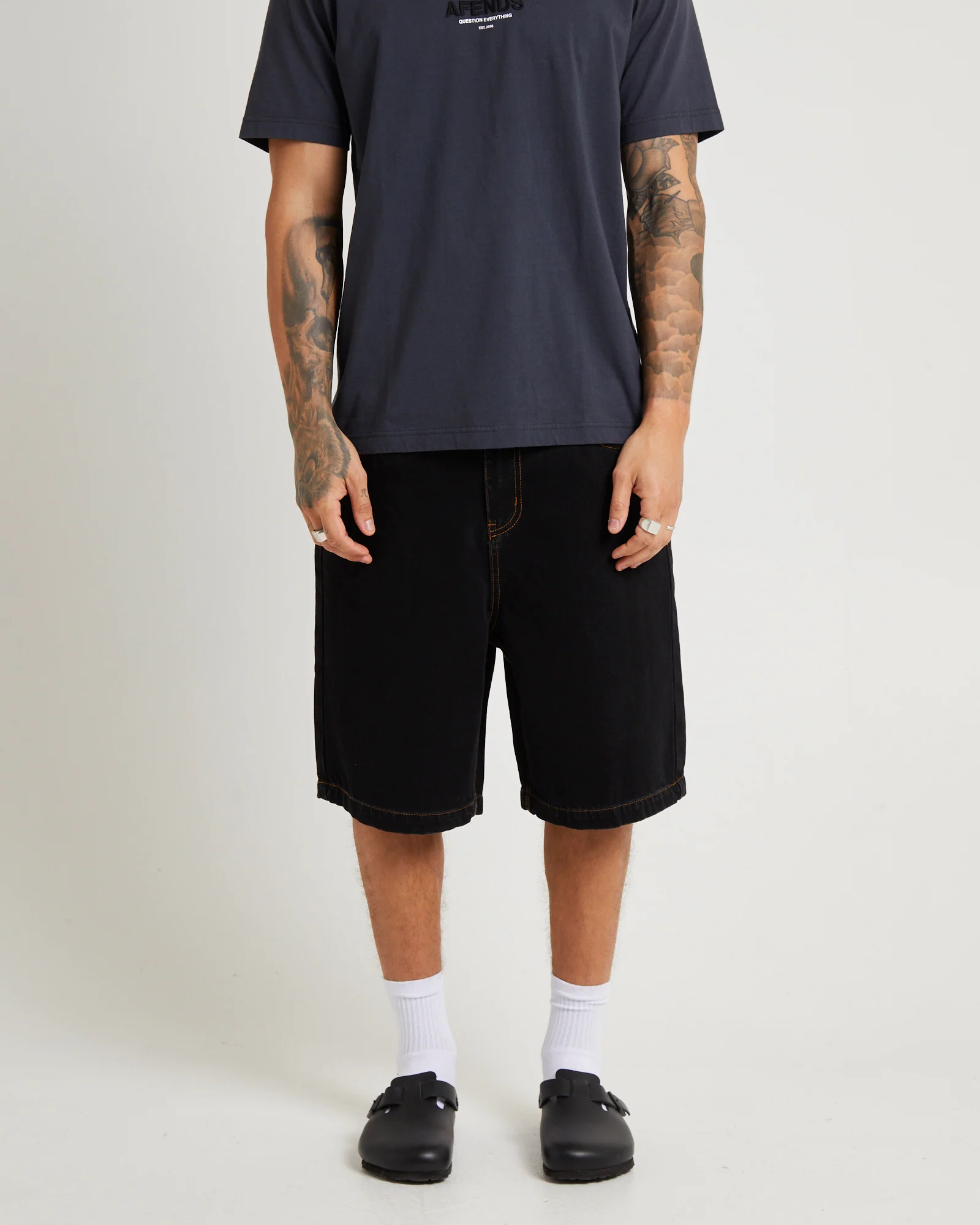 LIL C DENIM BAGGY SHORT WASHED BLACK