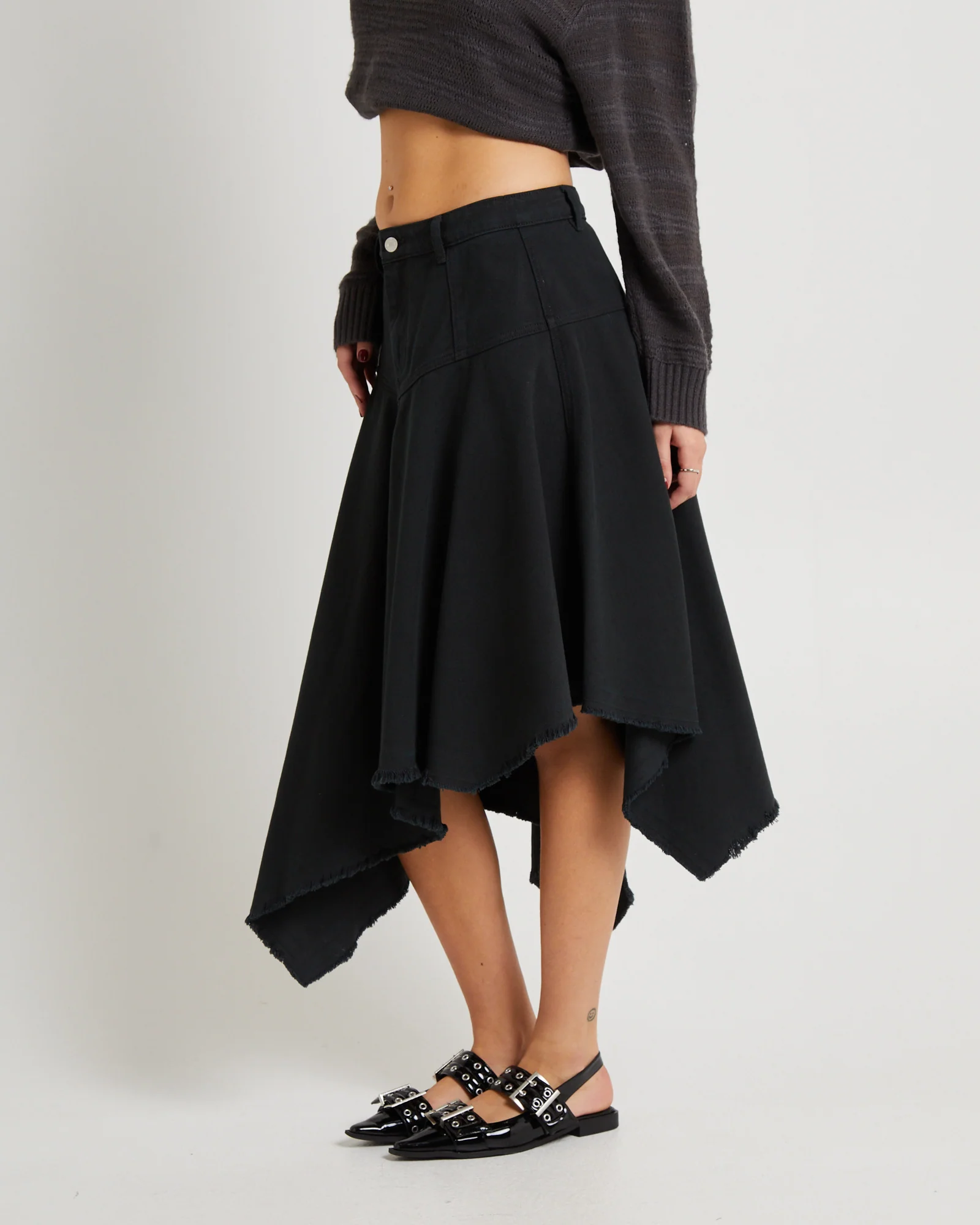 Lopez Handkerchief Hem Denim Skirt - Image 4