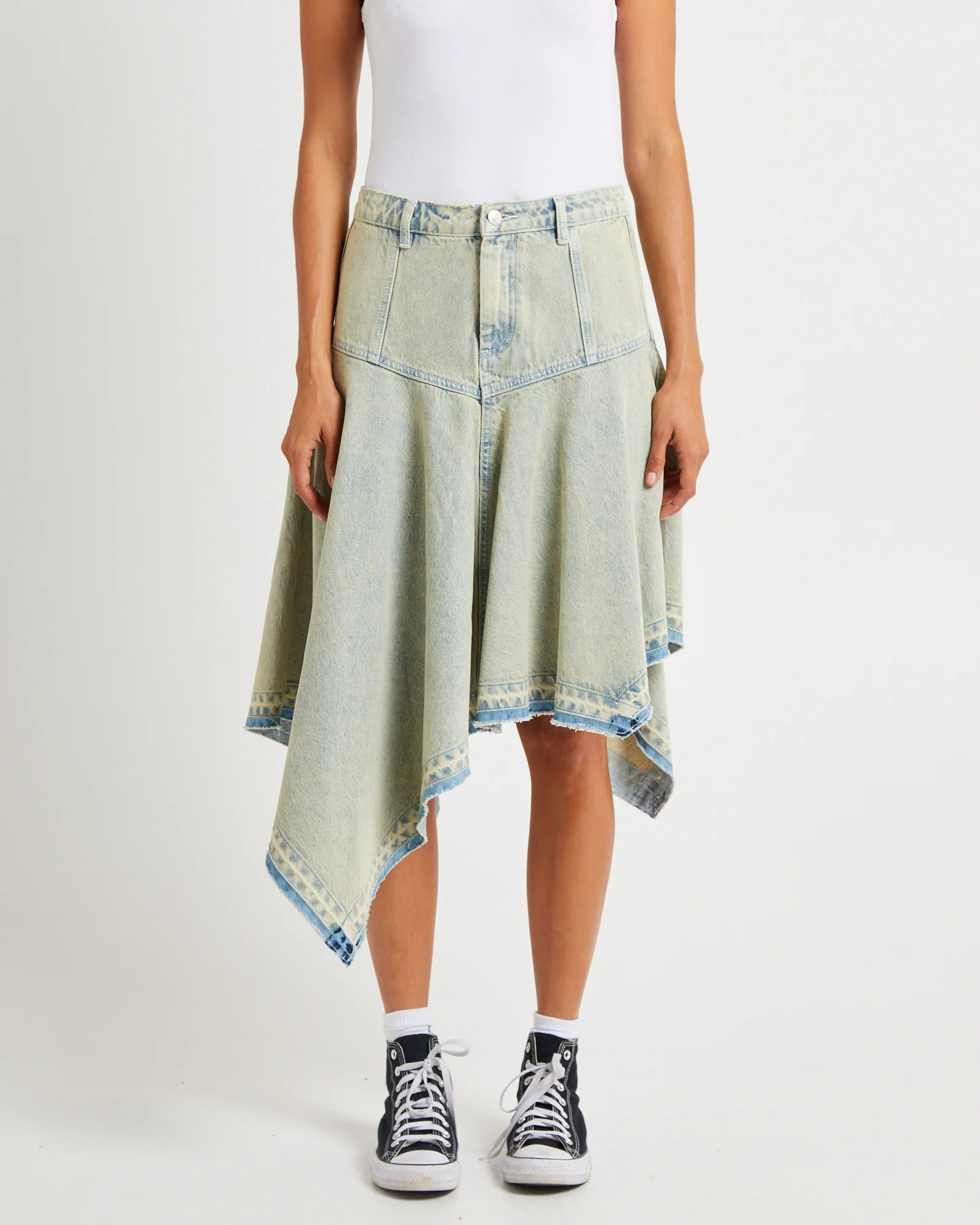 Lopez Handkerchief Hem Denim Skirt