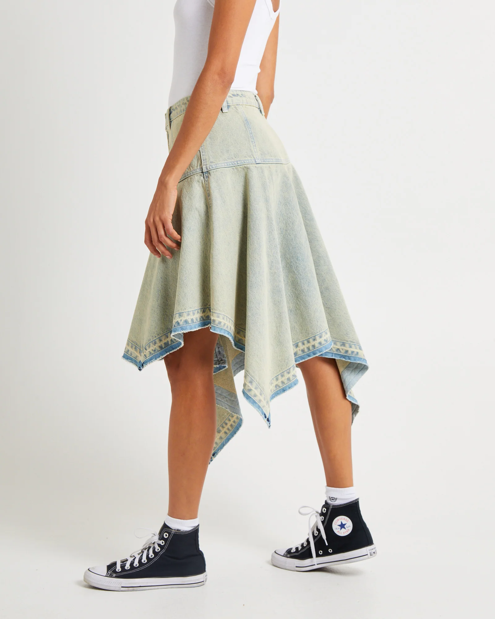 Lopez Handkerchief Hem Denim Skirt - Image 4