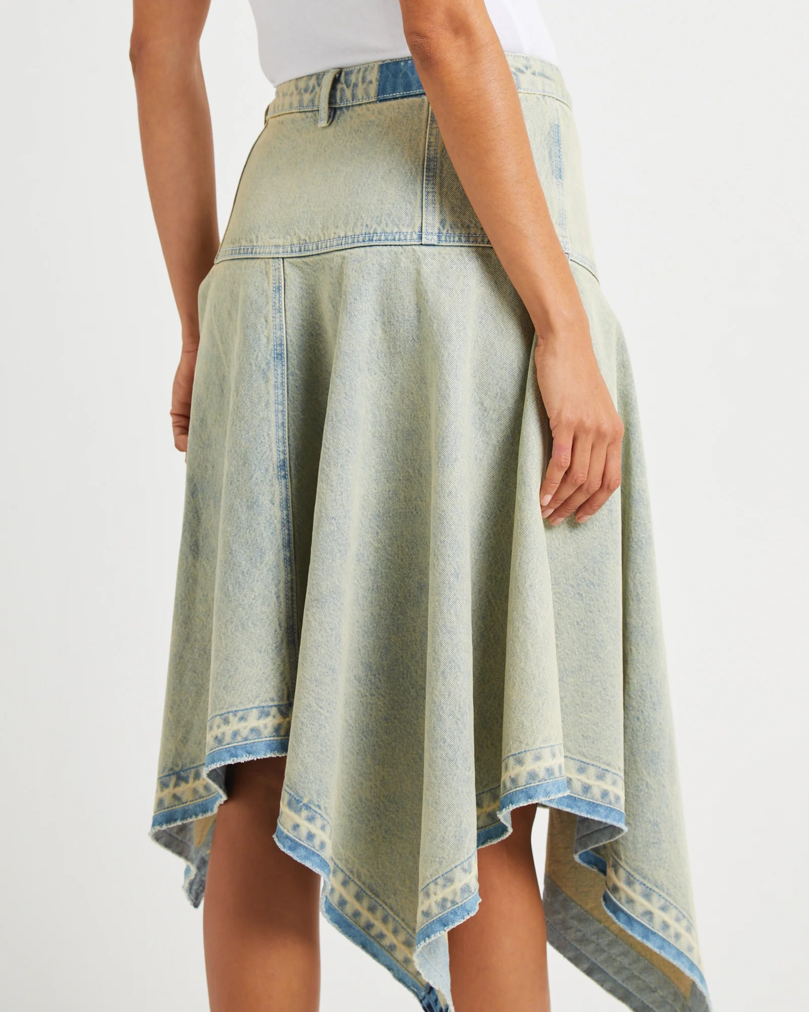 Lopez Handkerchief Hem Denim Skirt - Image 5