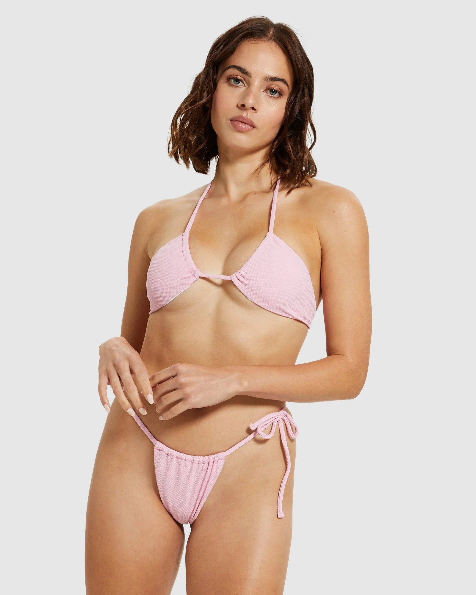 Lottie Gathered Halter Bikini Bubblegum Pink