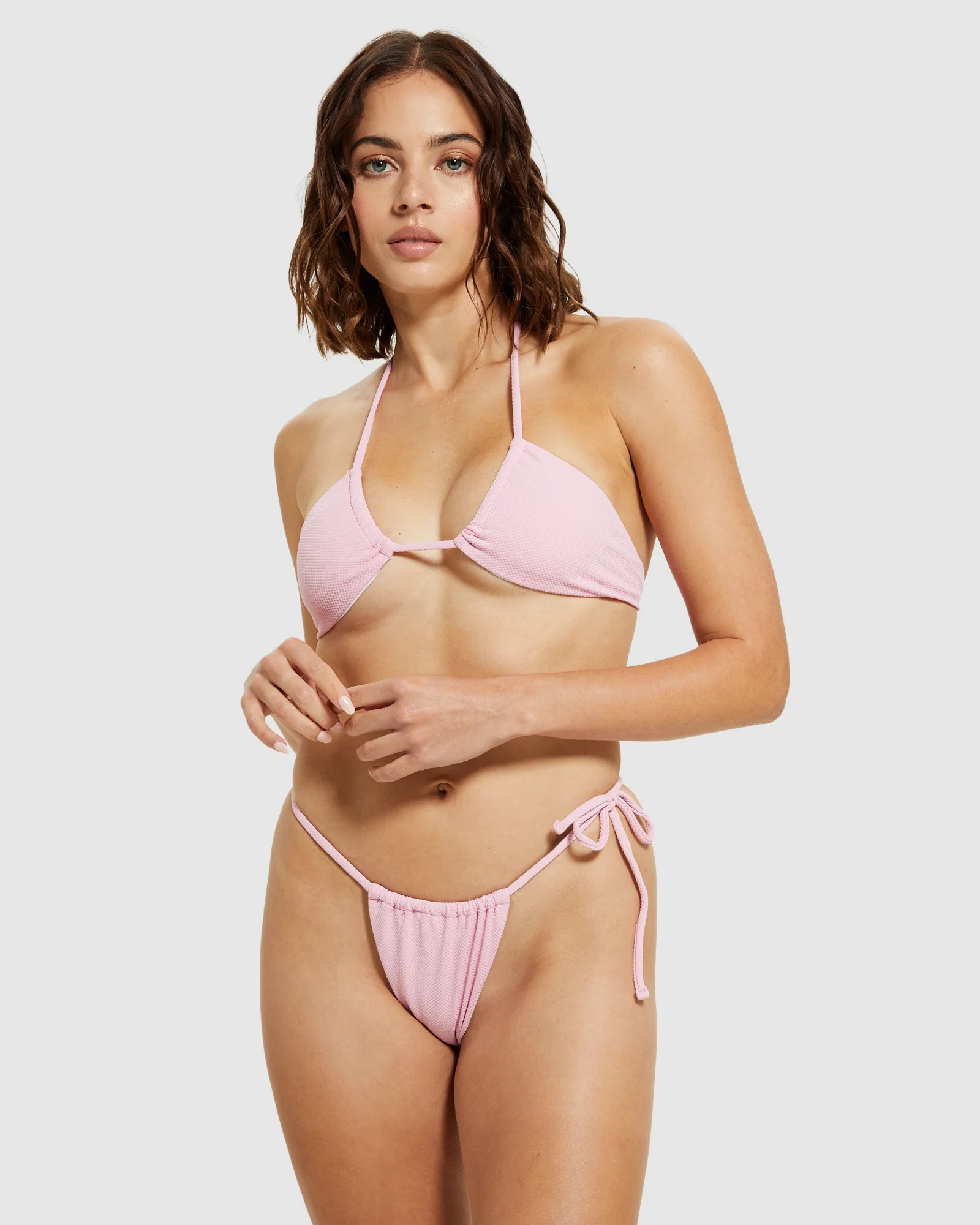 Lottie Gathered Halter Bikini Bubblegum Pink - Image 5