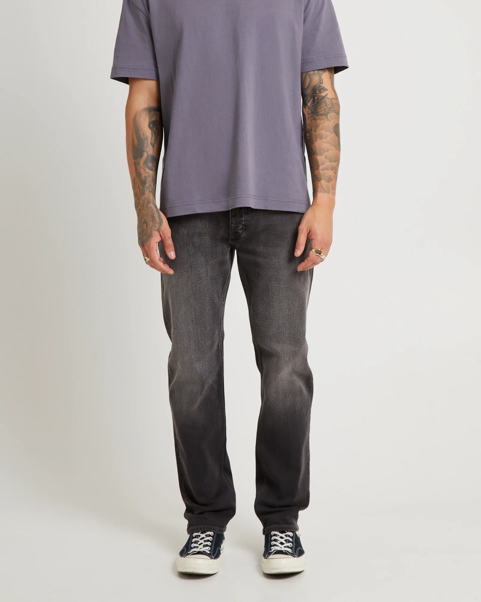 Lou Straight Denim Jeans Argent