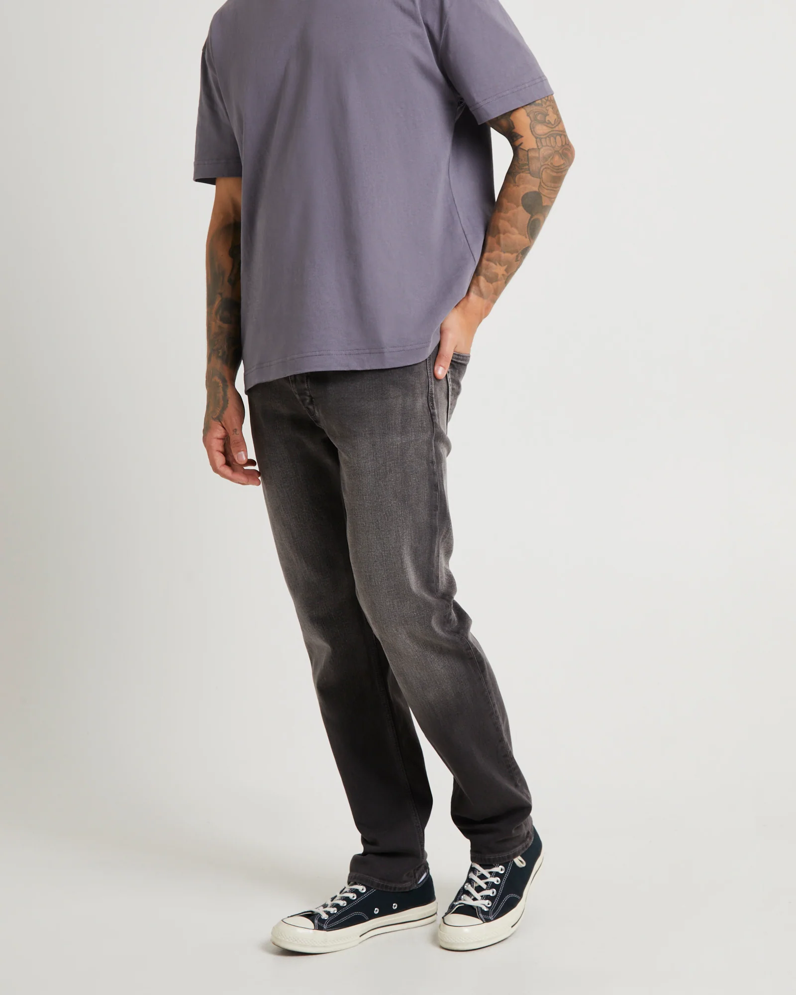 Lou Straight Denim Jeans Argent - Image 4