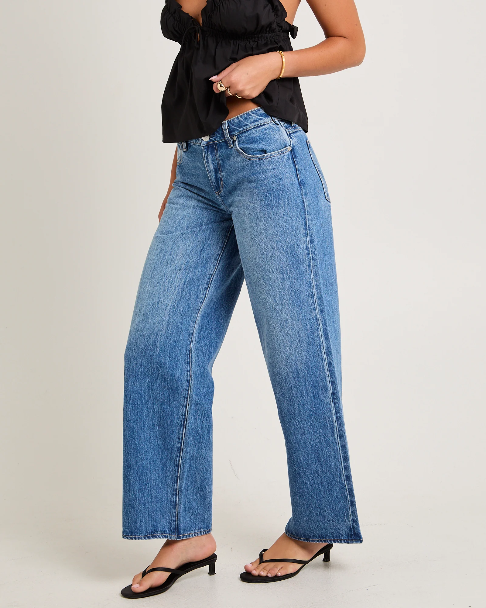 Low Farrah Baggy Denim Jeans Blue River - Image 4