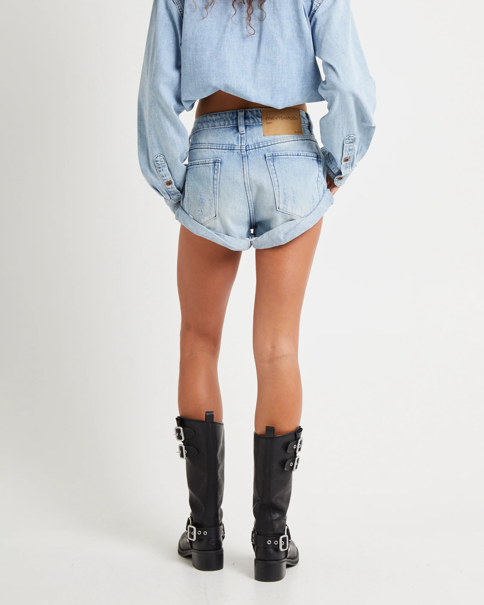 Low Waist Bandit Denim Shorts - Image 2