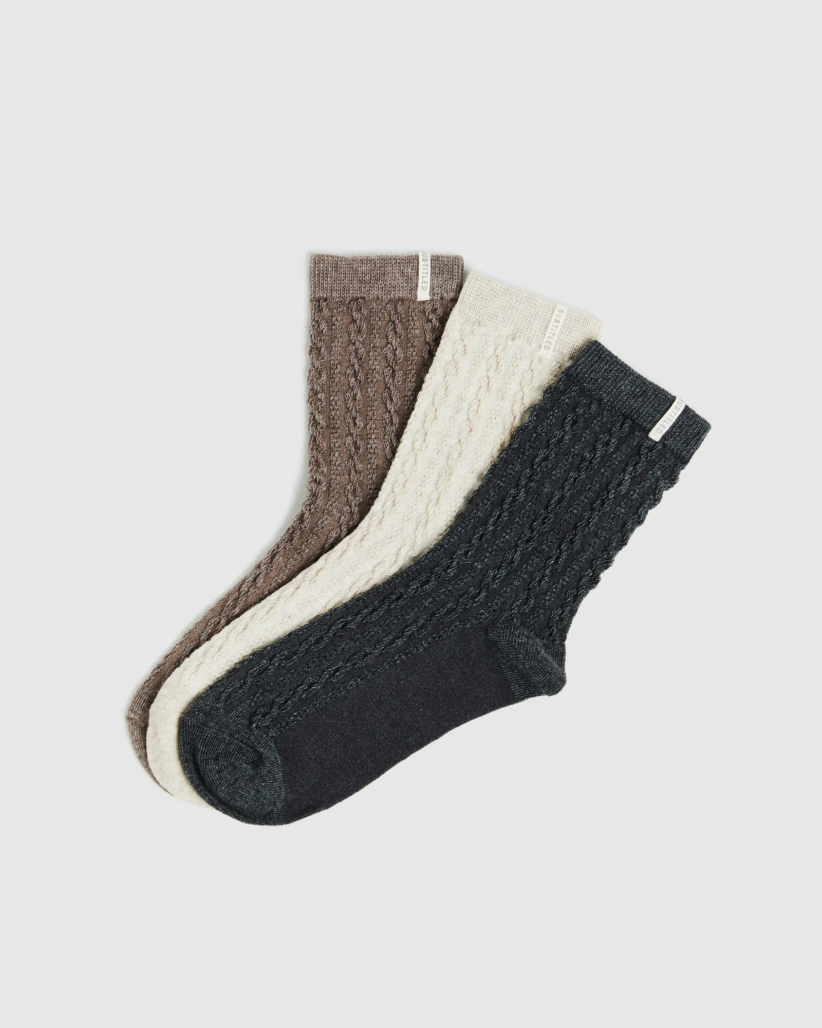 Luca Cable Knit Socks 3 Pack Melange Multi - Image 2