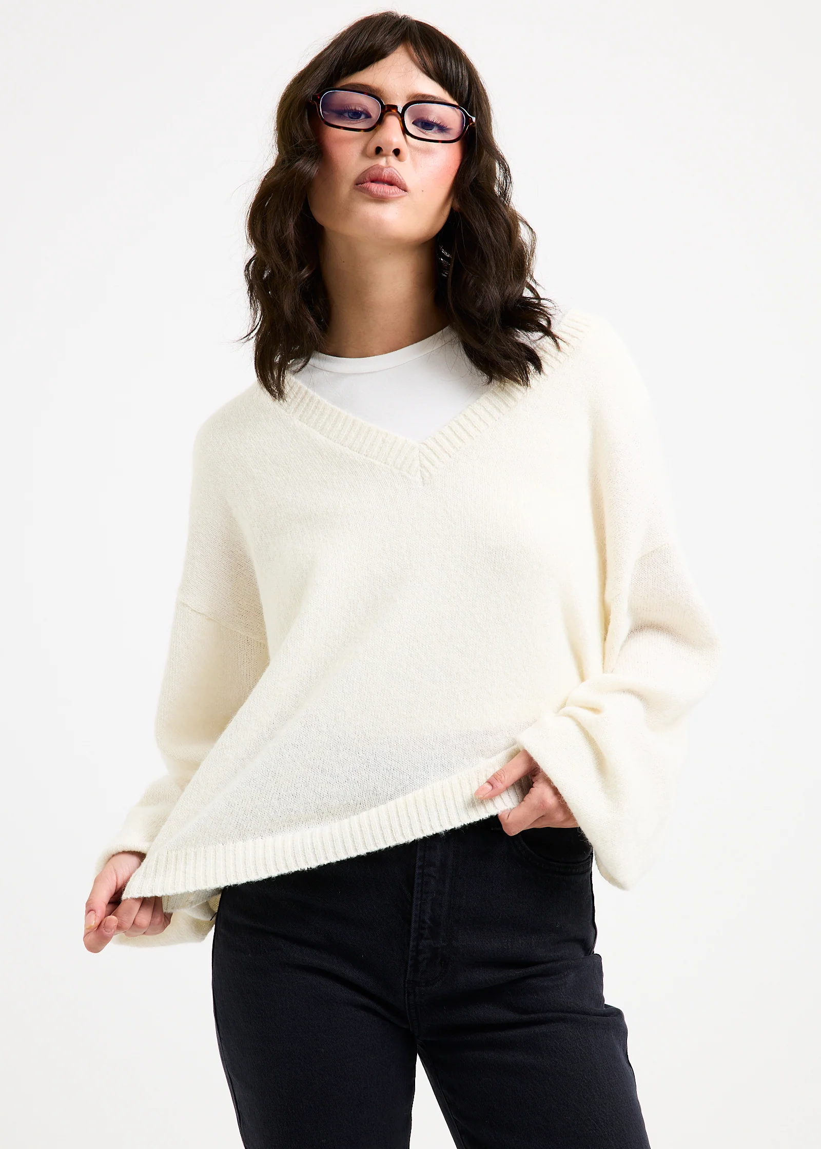 Maisie Plunge V-Neck Knit Jumper