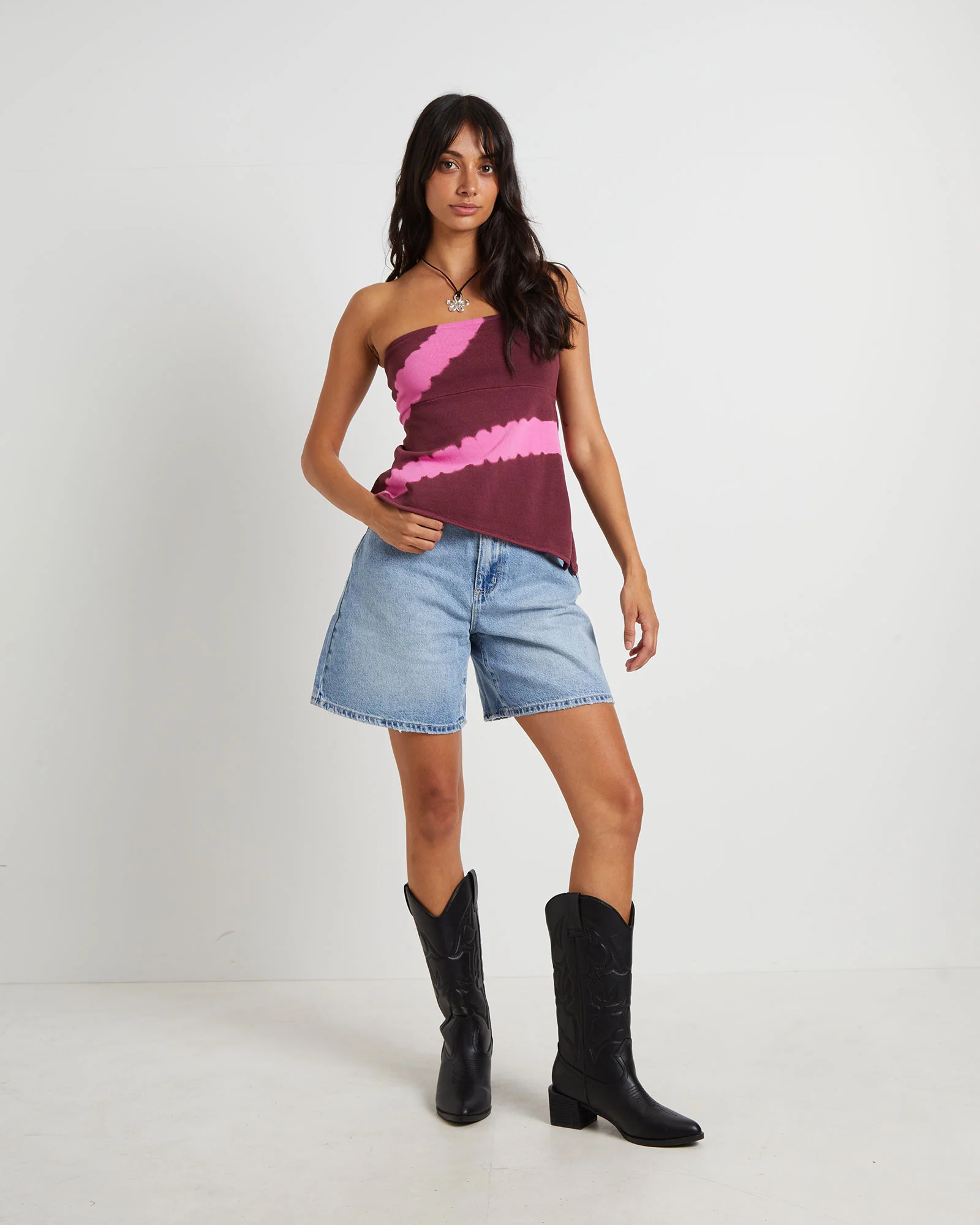 Margot Longline Knit Bandeau Top in Assorted - Image 3