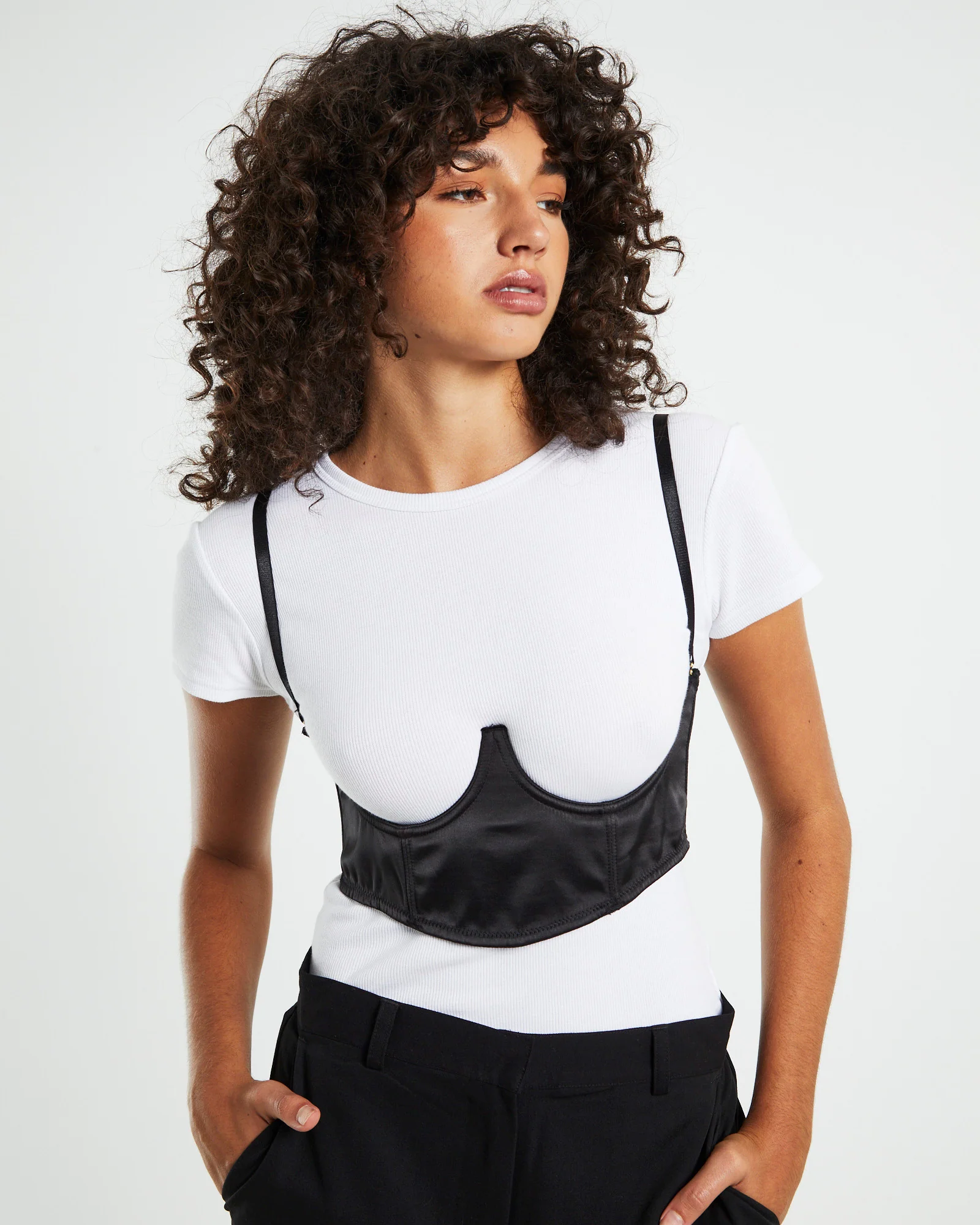 Matina Underbust Lace Back Corset Black