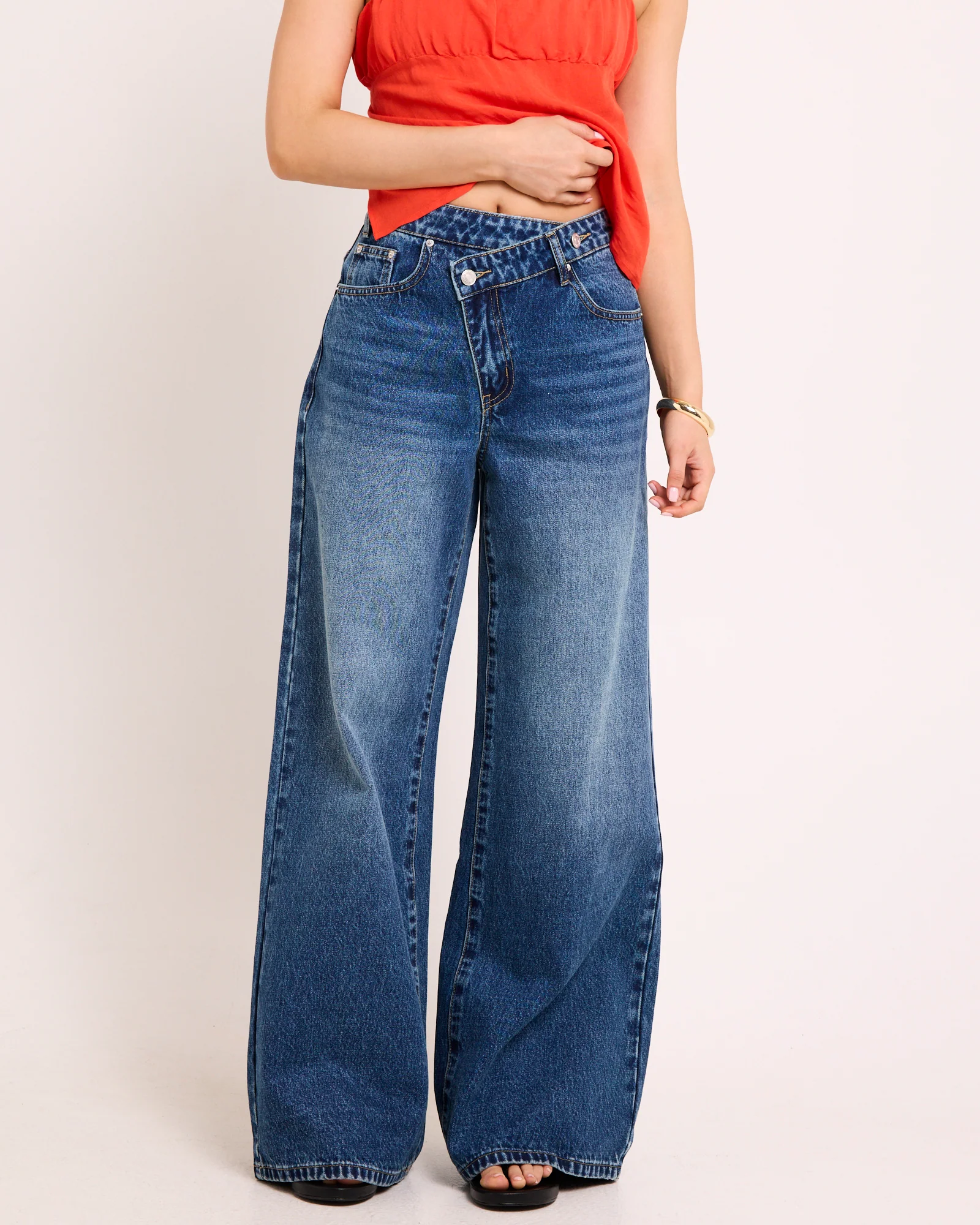 Meg Cross Over Straight Leg Denim Jeans - Image 2