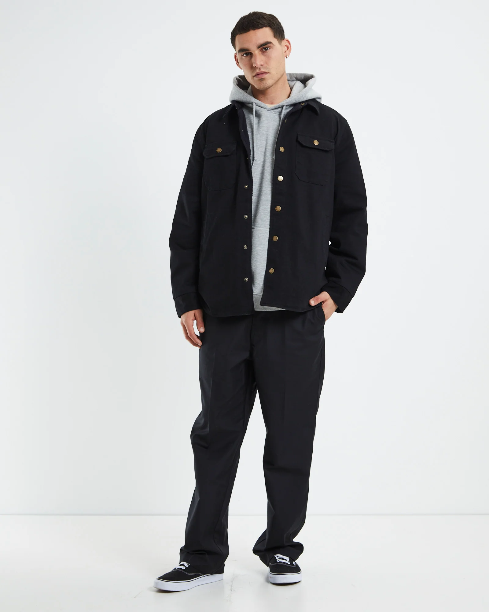 Men At Work Drill Shacket Black - Image 3