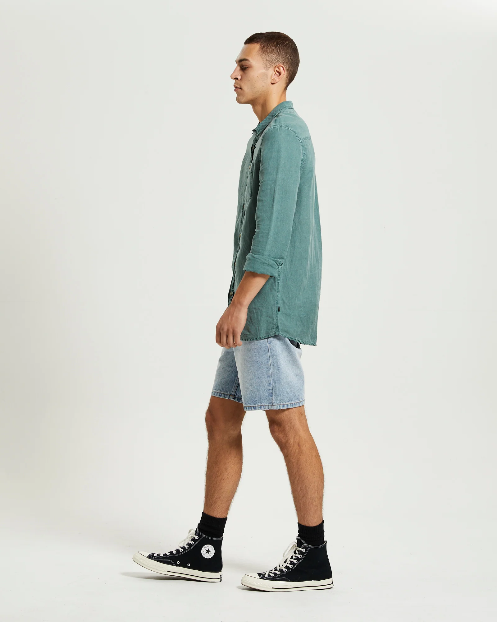 Men At Work Hemp Long Sleeve Shirt Green - Image 4