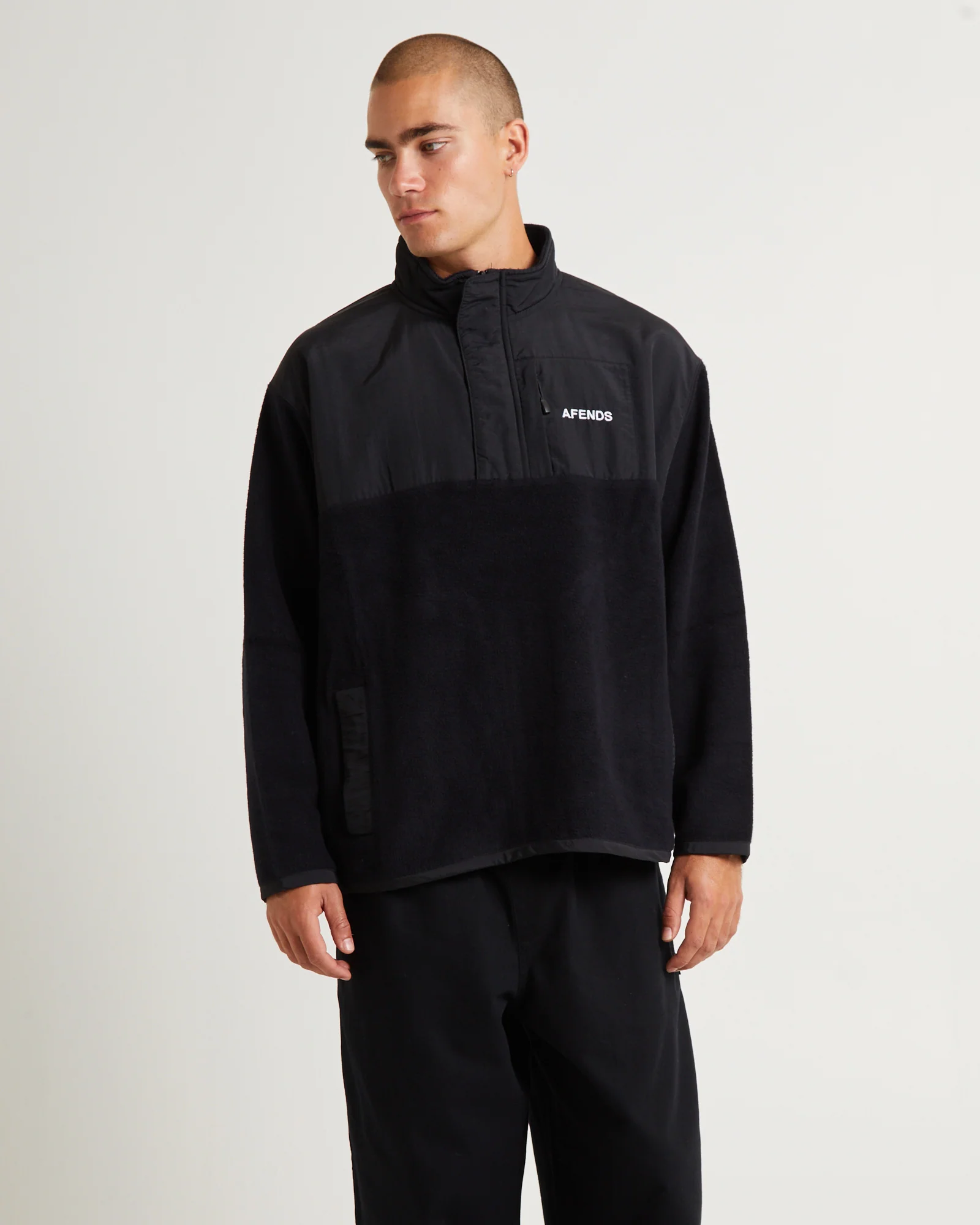 Message Recycled Fleece Pullover Black