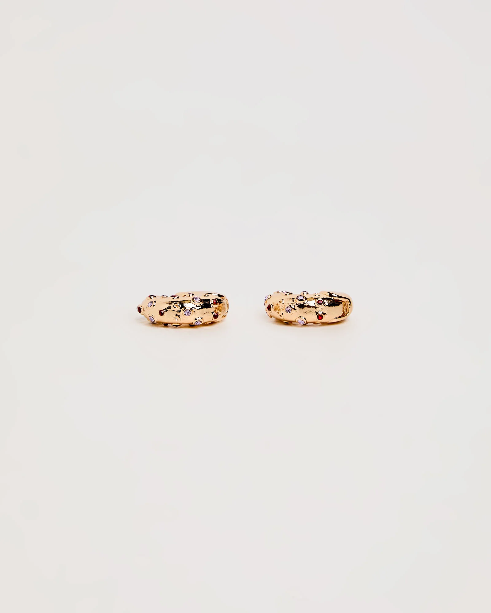 Metal And Stone Hoops Earrings - Image 2