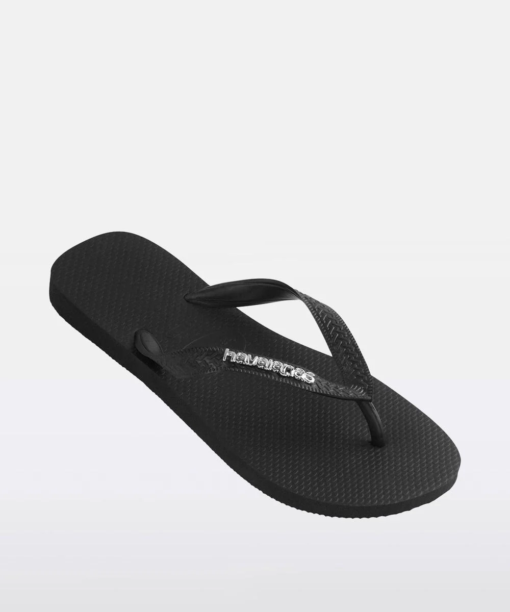Metal Logo Thongs Black/Silver