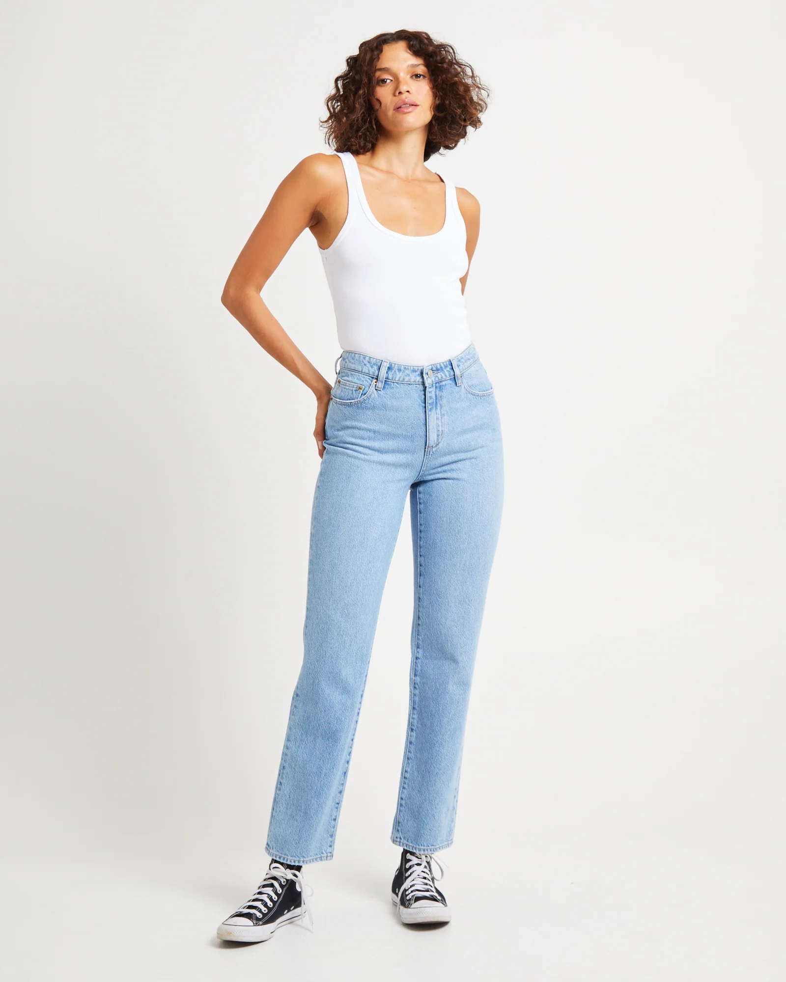 Mid Slim Straight Denim Jeans Lafayette Blue - Image 3