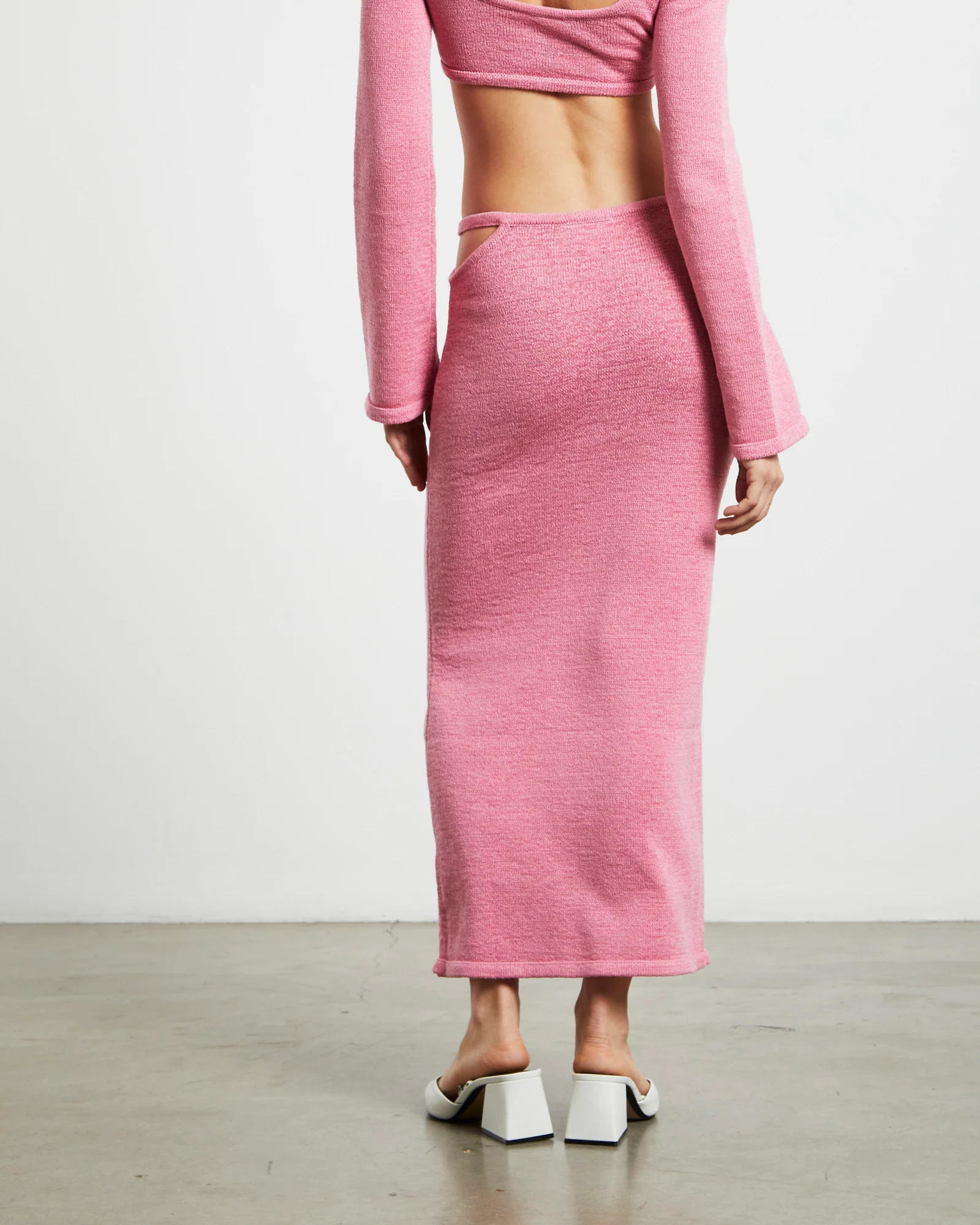 Mika Knit Strap Midi Skirt in Strawberry Pink - Image 2