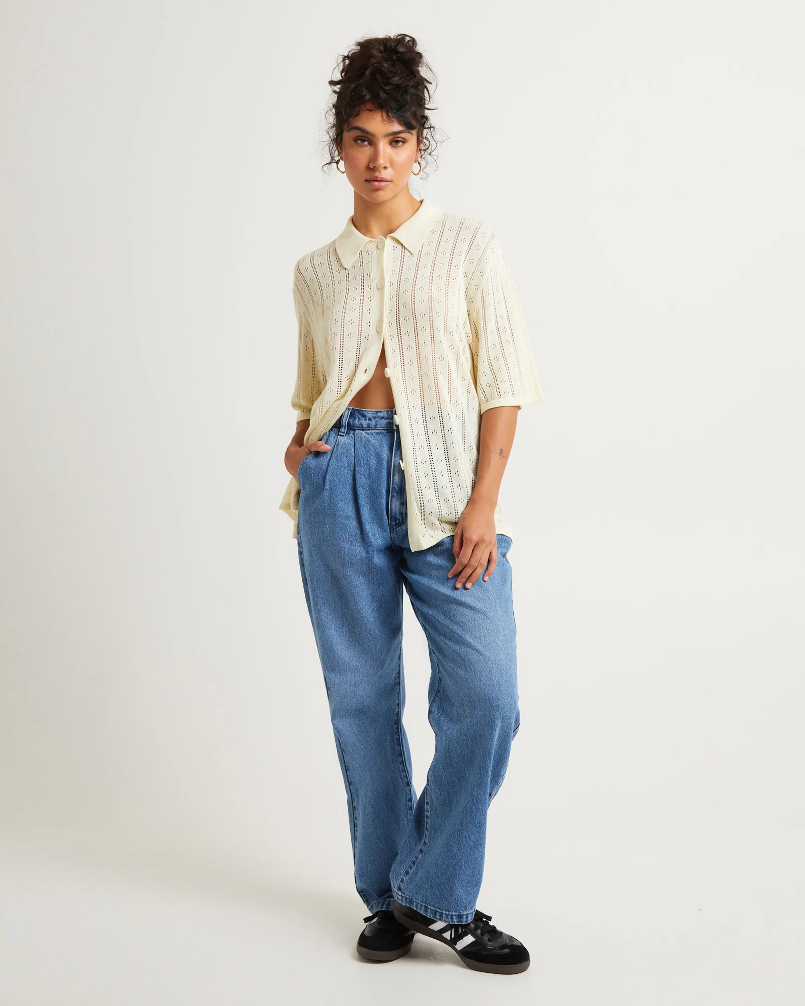 Milan Knit Short Sleeve Shirt Buttercream