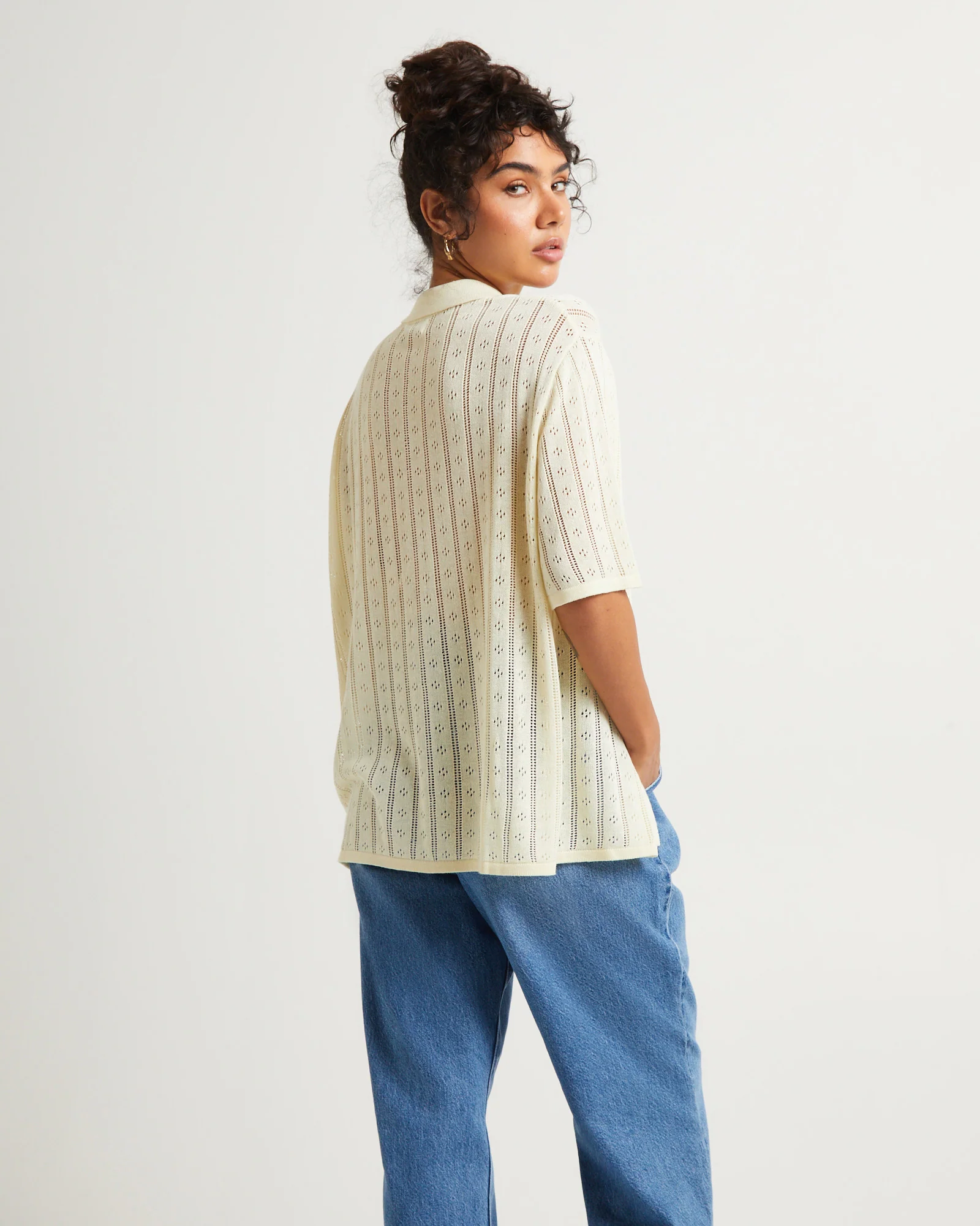 Milan Knit Short Sleeve Shirt Buttercream - Image 2