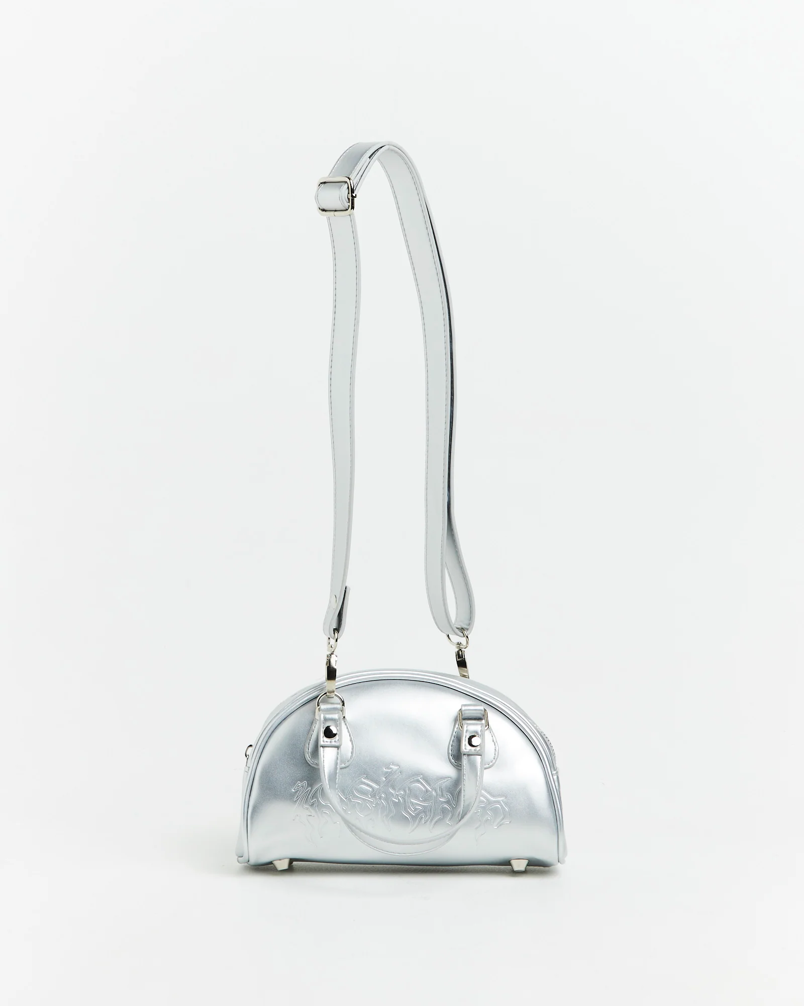 Mini Bowling Bag in Metallic Silver