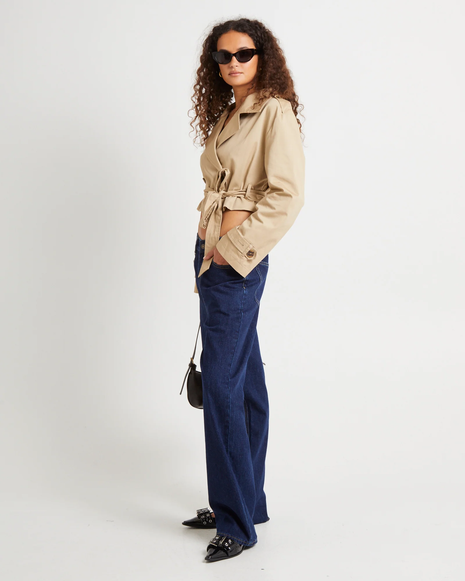 Morgan Boxy Cropped Trench Coat - Image 4