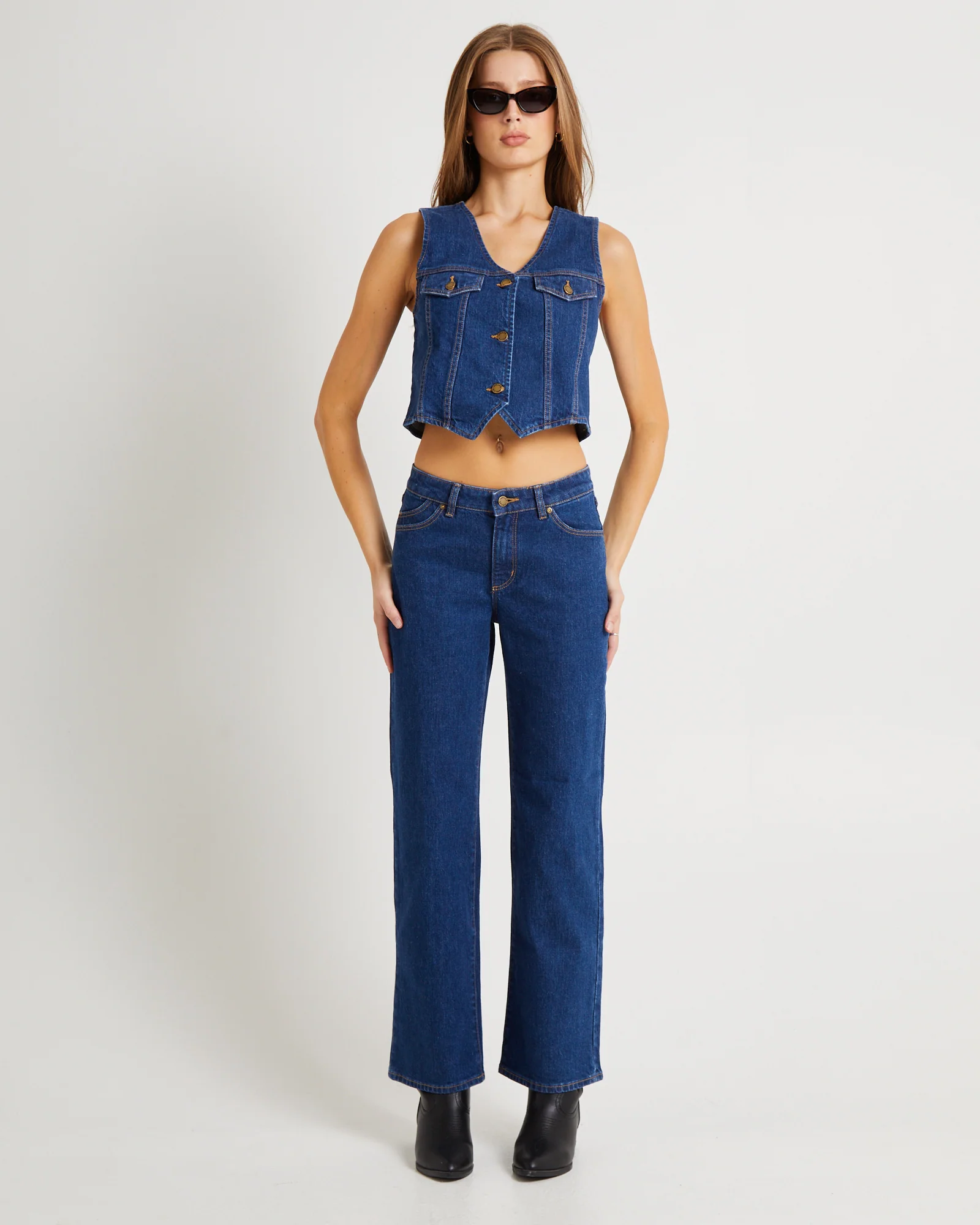 Morgan Denim Vest Dark Stone - Image 3