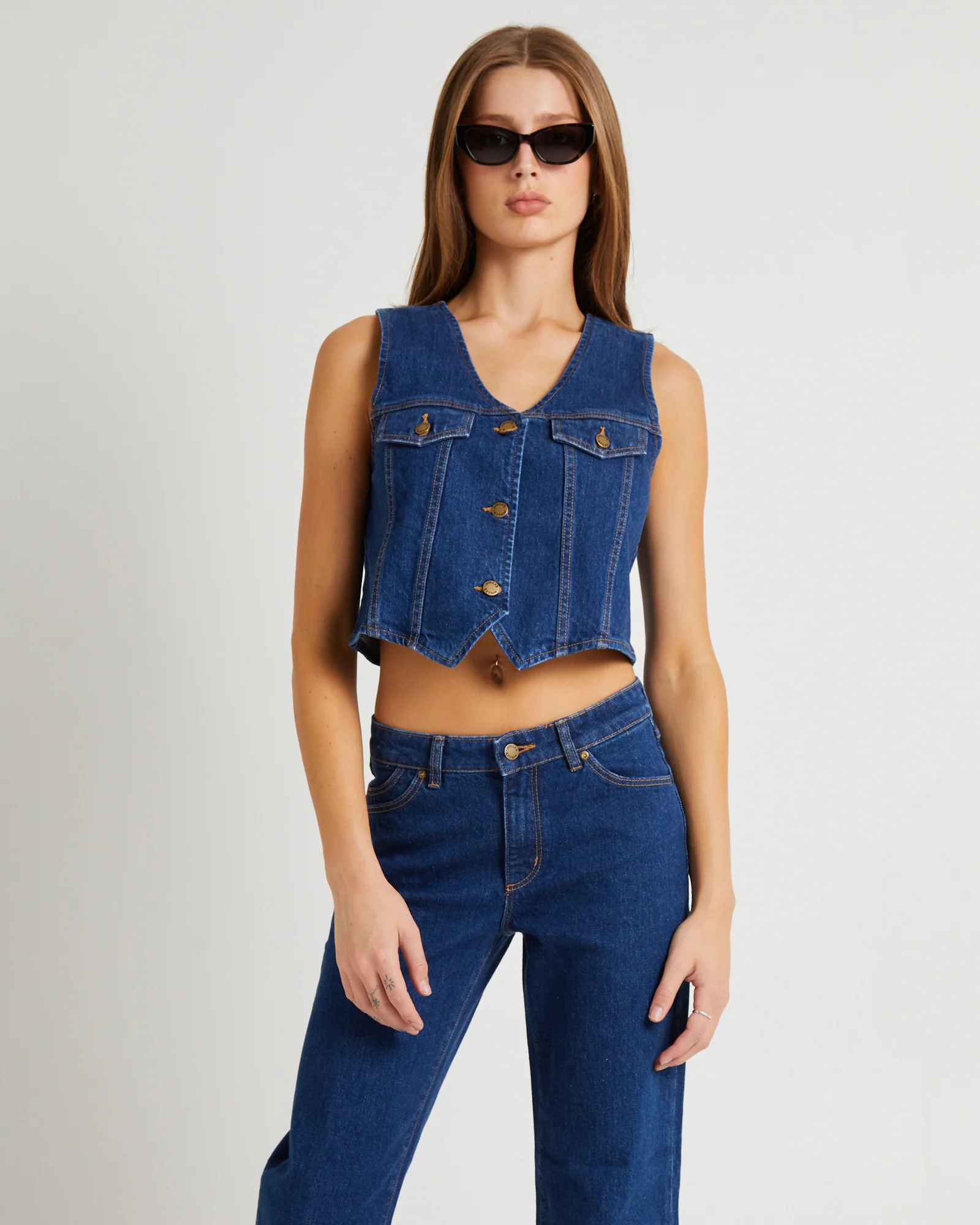 Morgan Denim Vest Dark Stone - Image 5