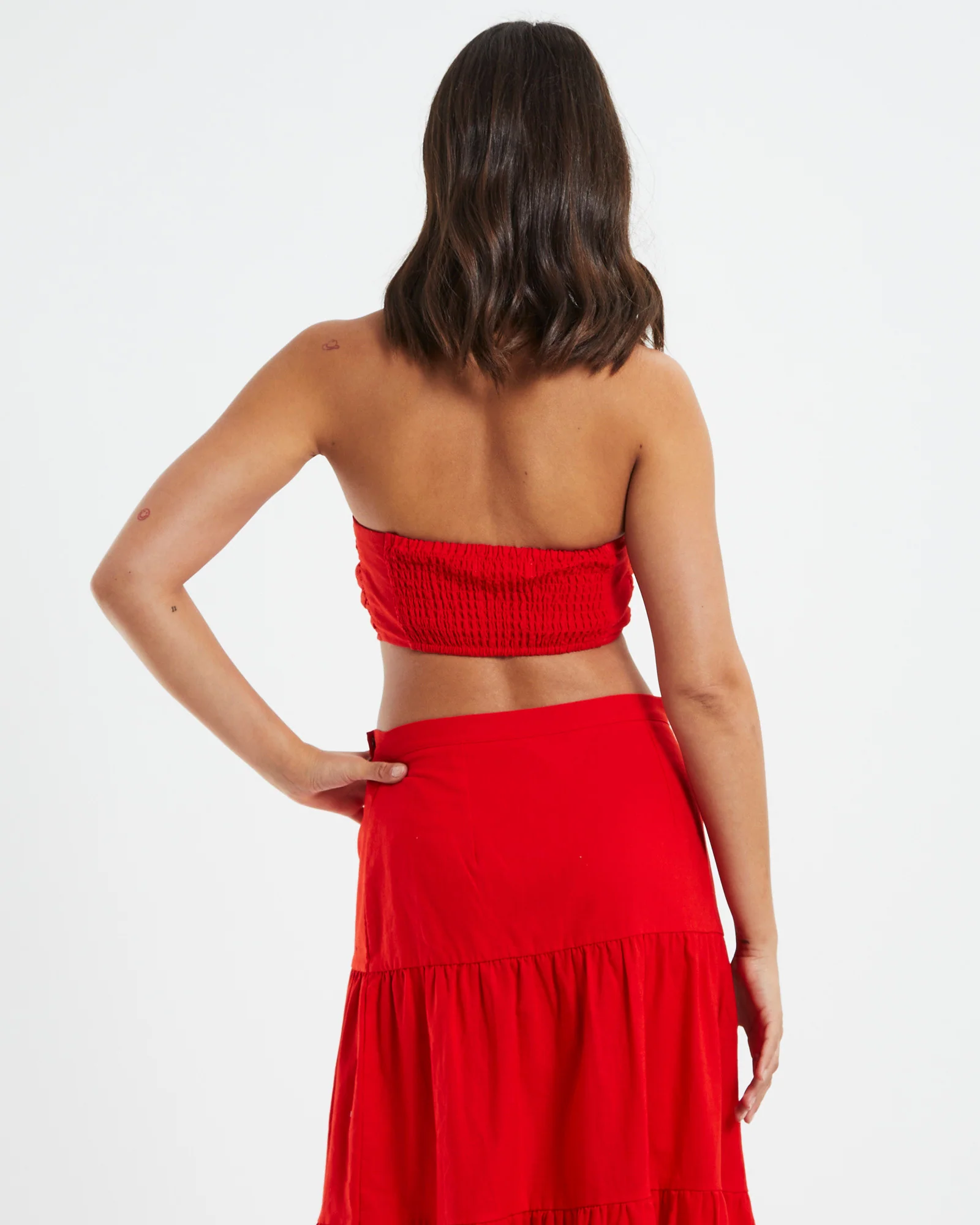 Mya Ruched Bandeau Top Red - Image 3