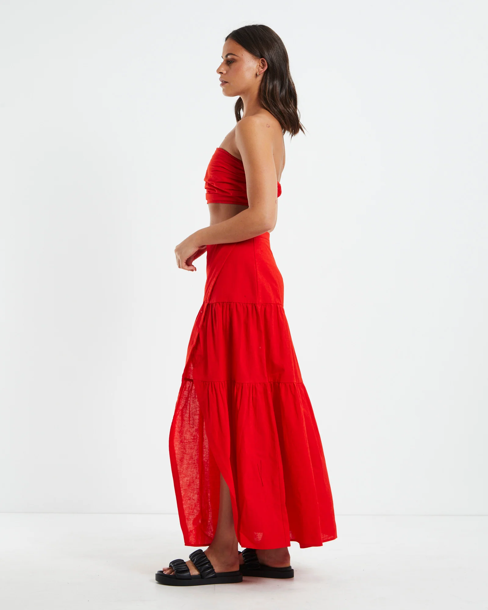 Mya Ruched Bandeau Top Red - Image 5
