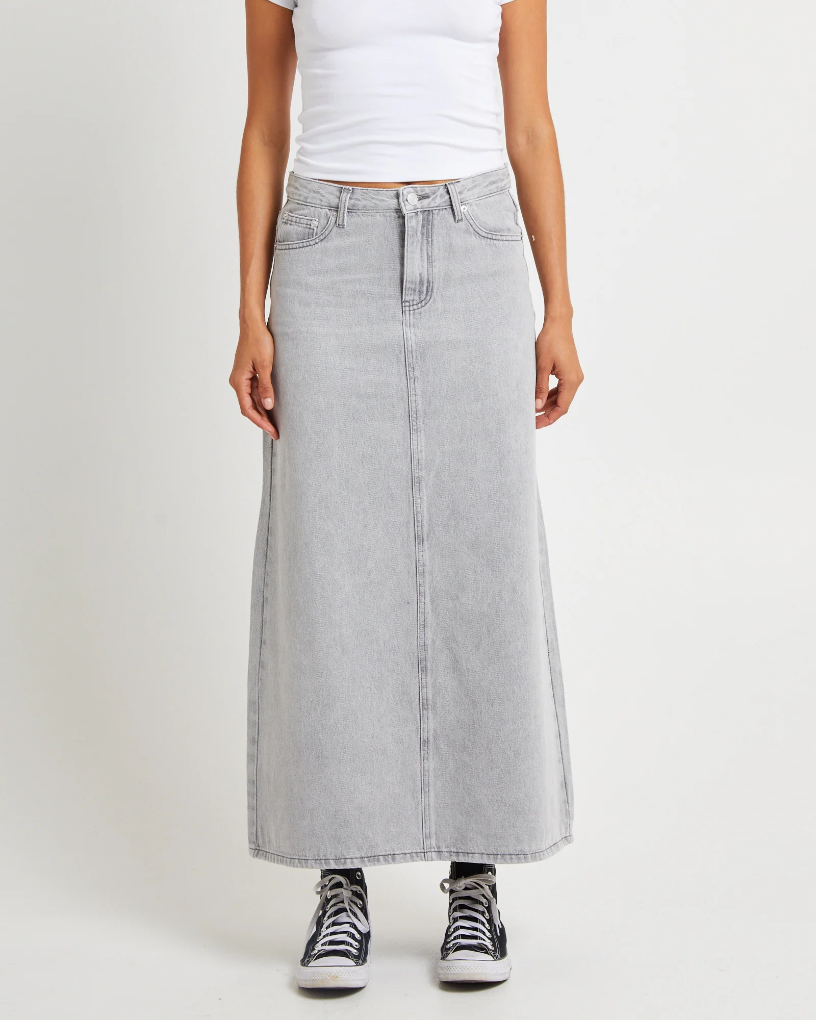 Nala Maxi Denim Skirt Pebble