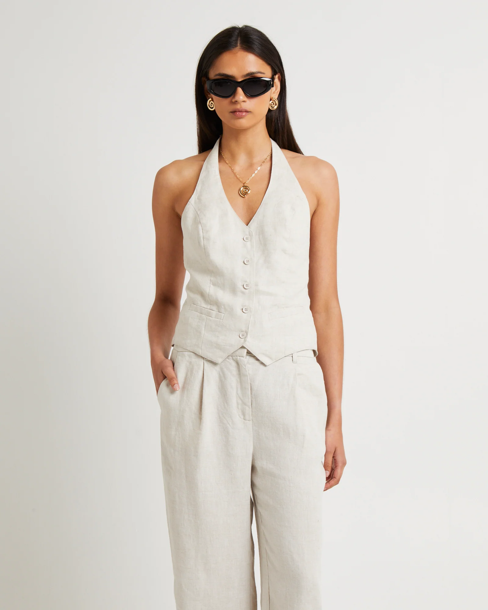 Naomi Linen Halter Vest