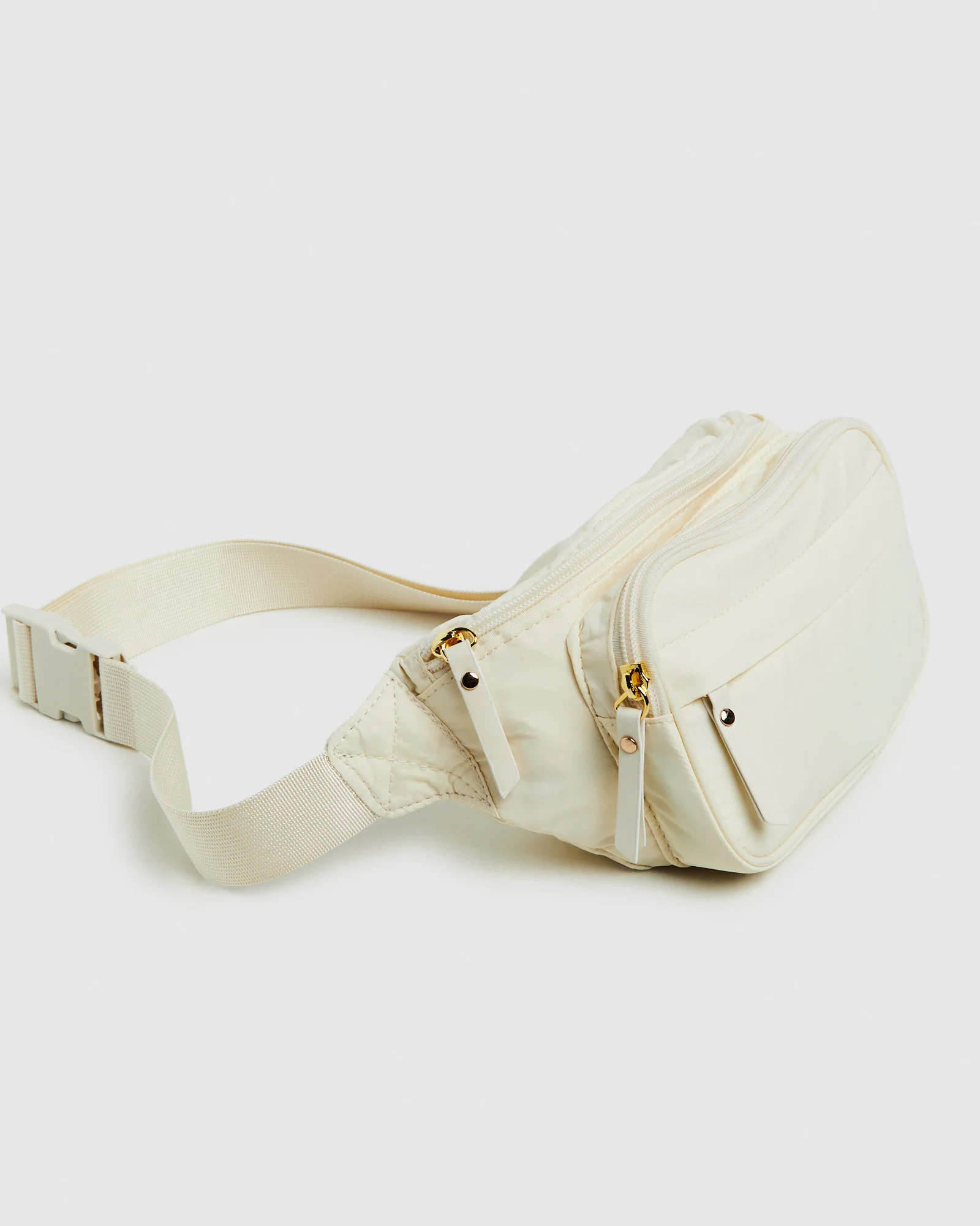 Nelly Nylon Multi Zip Bum Bag Cream - Image 2