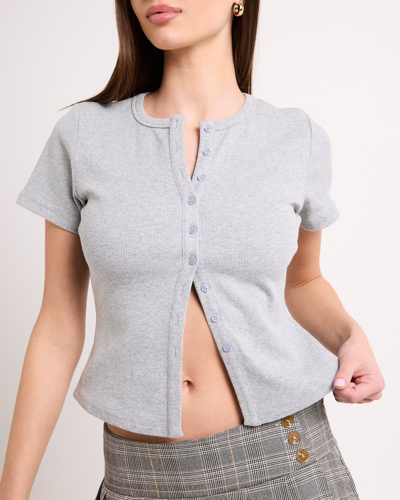 Neri Rib Button T-Shirt - Image 6