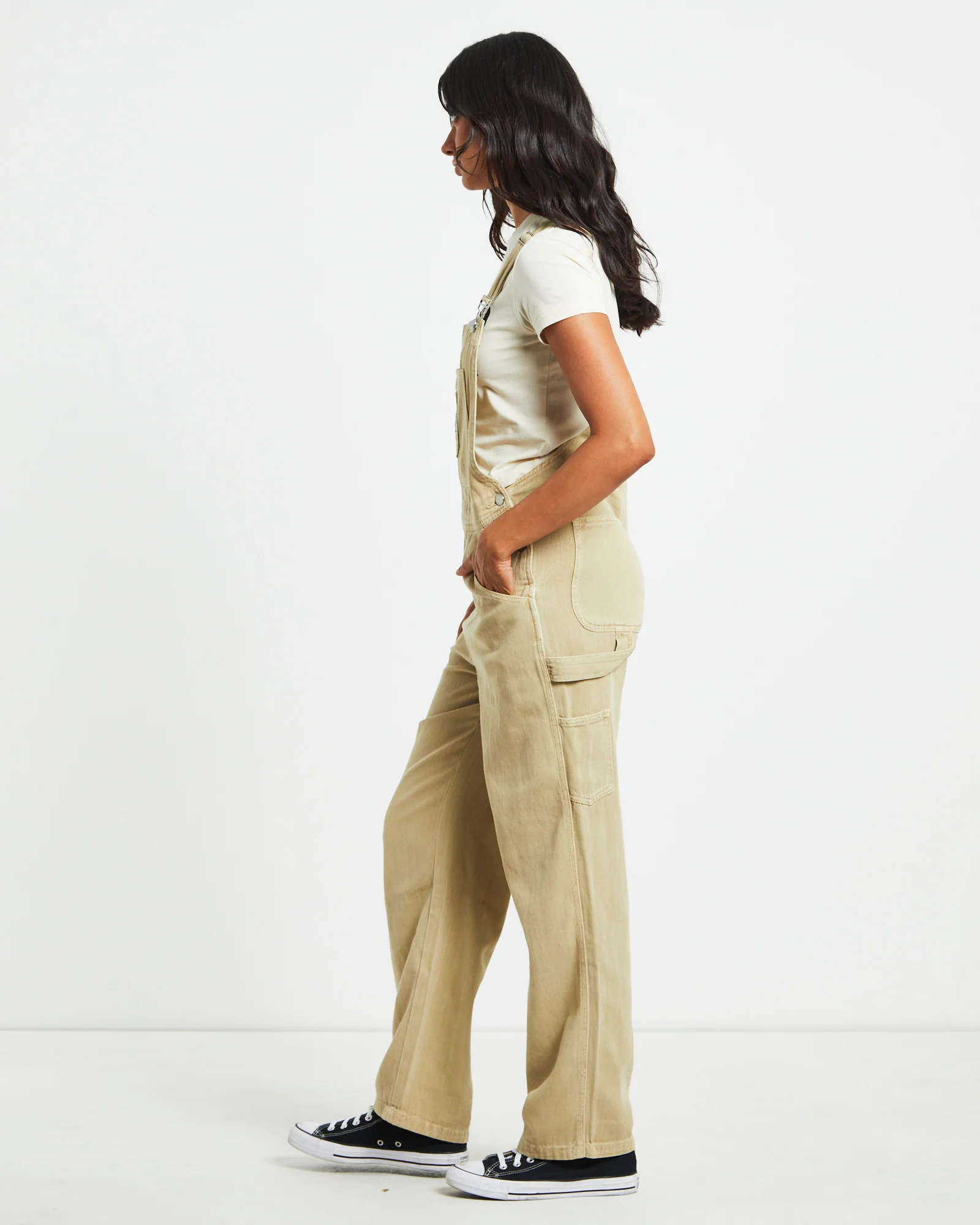 Nevada Denim Overalls in Khaki - Image 4