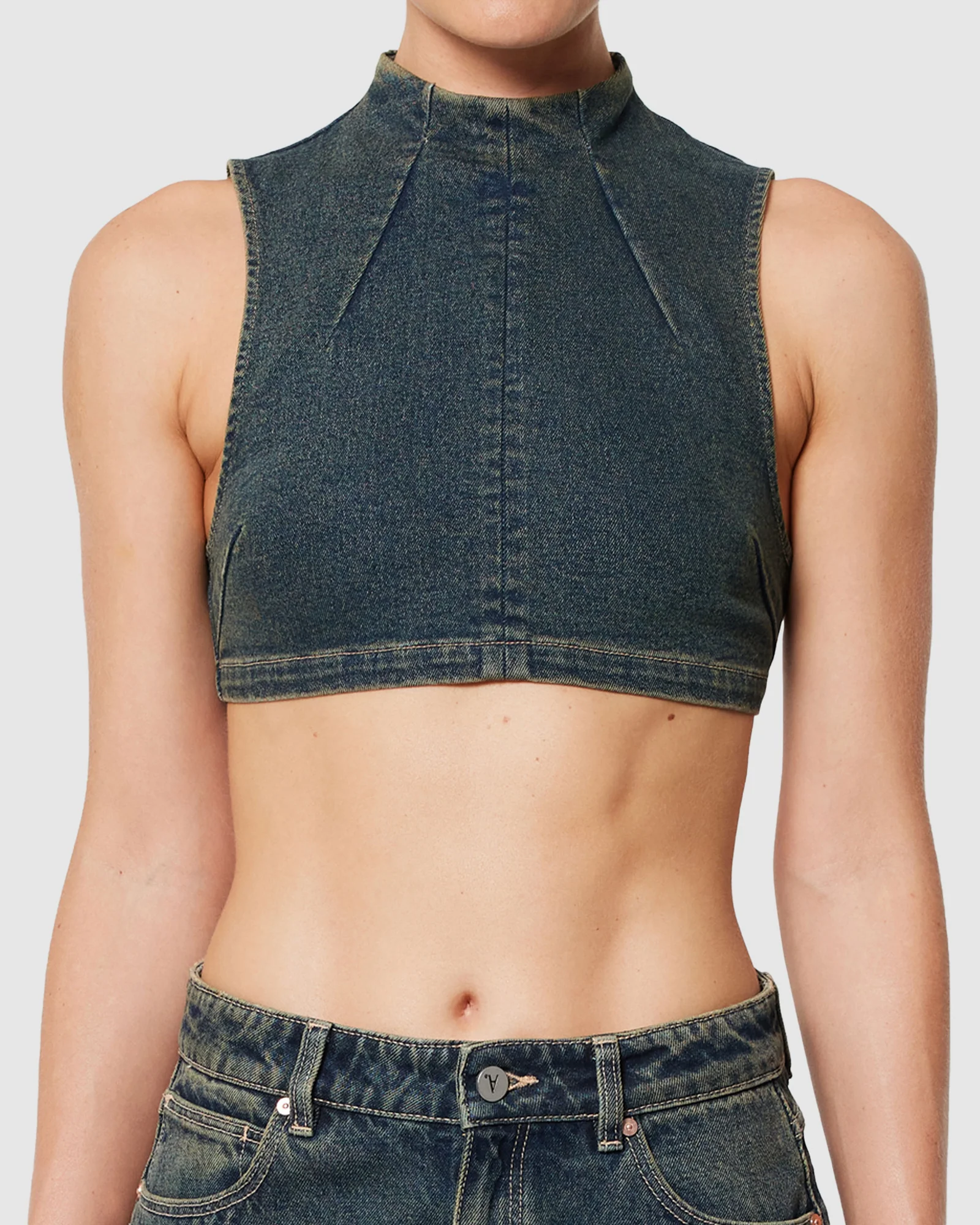 Nightlife Mock Neck Quinn Denim Top - Image 4