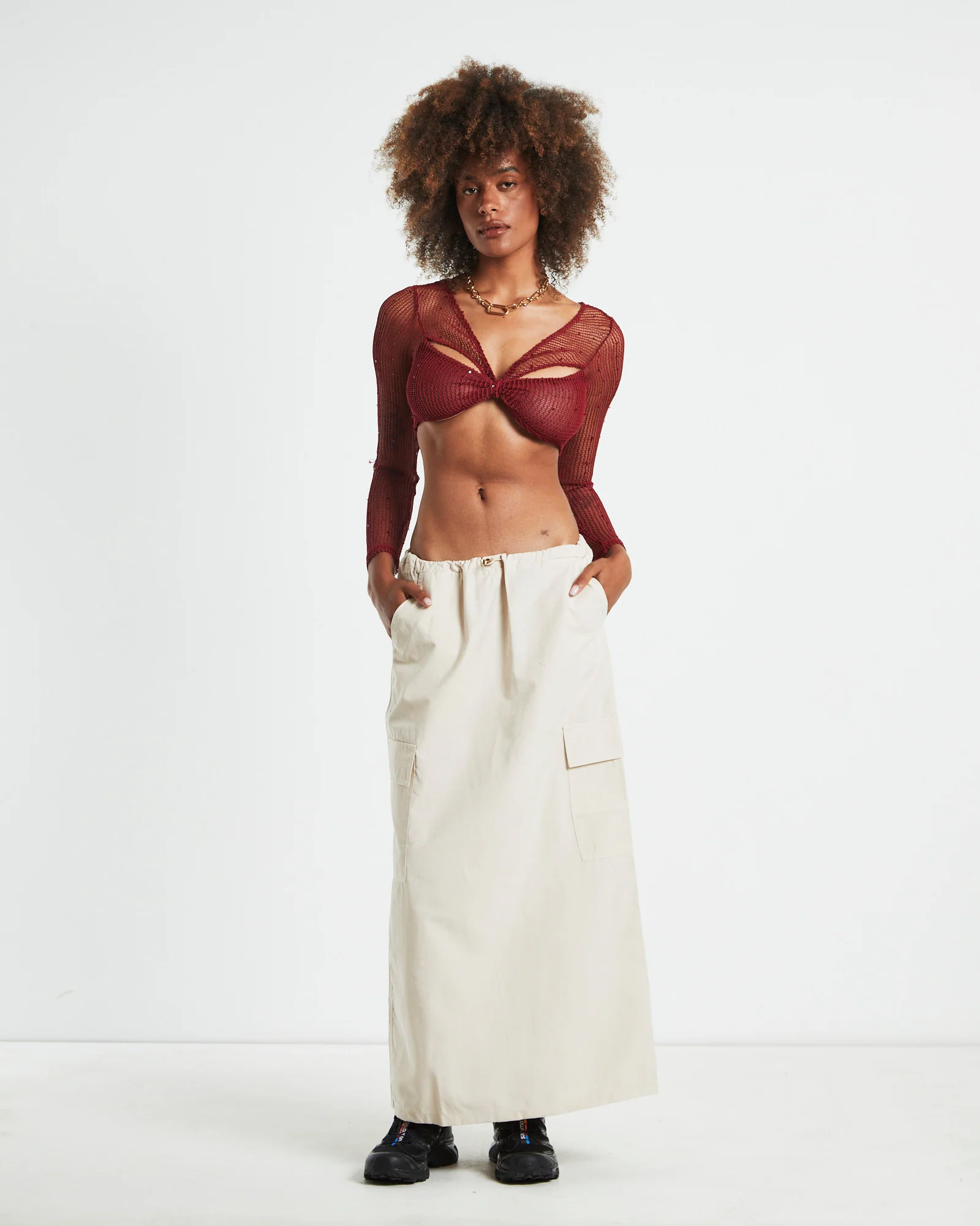 Nikita Parachute Maxi Skirt Cream - Image 3