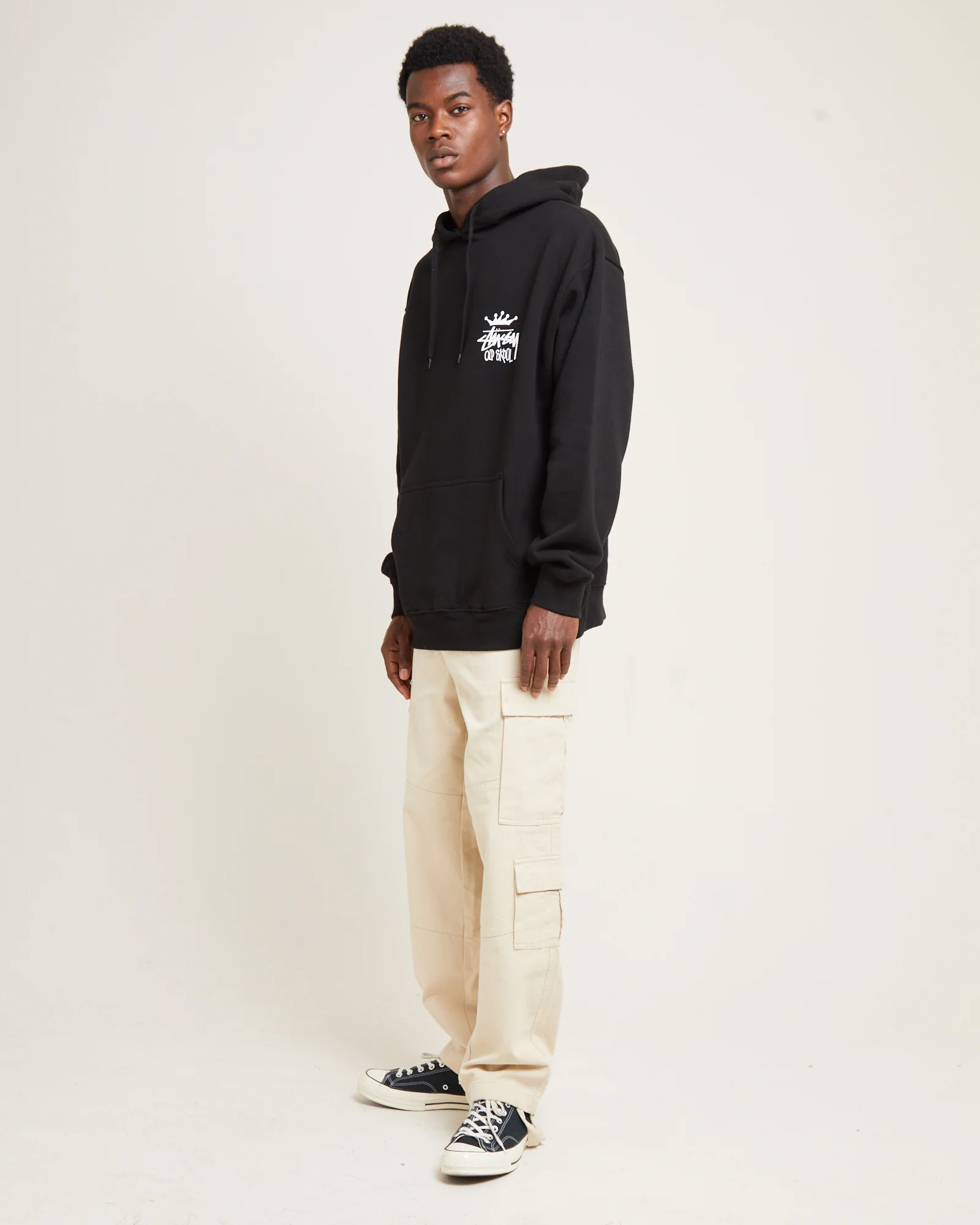 Old Skool Fleece Hoodie Black - Image 4