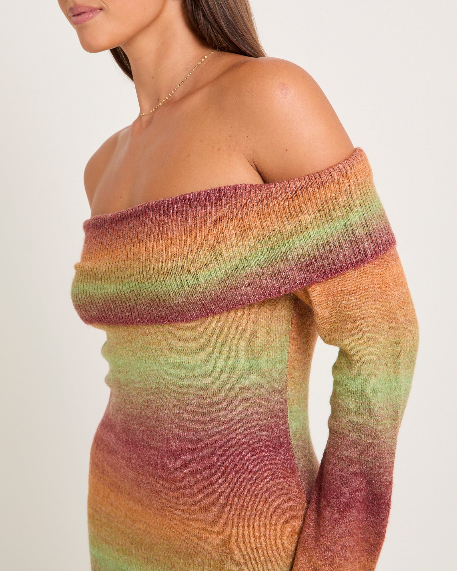 Orla Ombre Off Shoulder Knit Mini Dress - Image 5