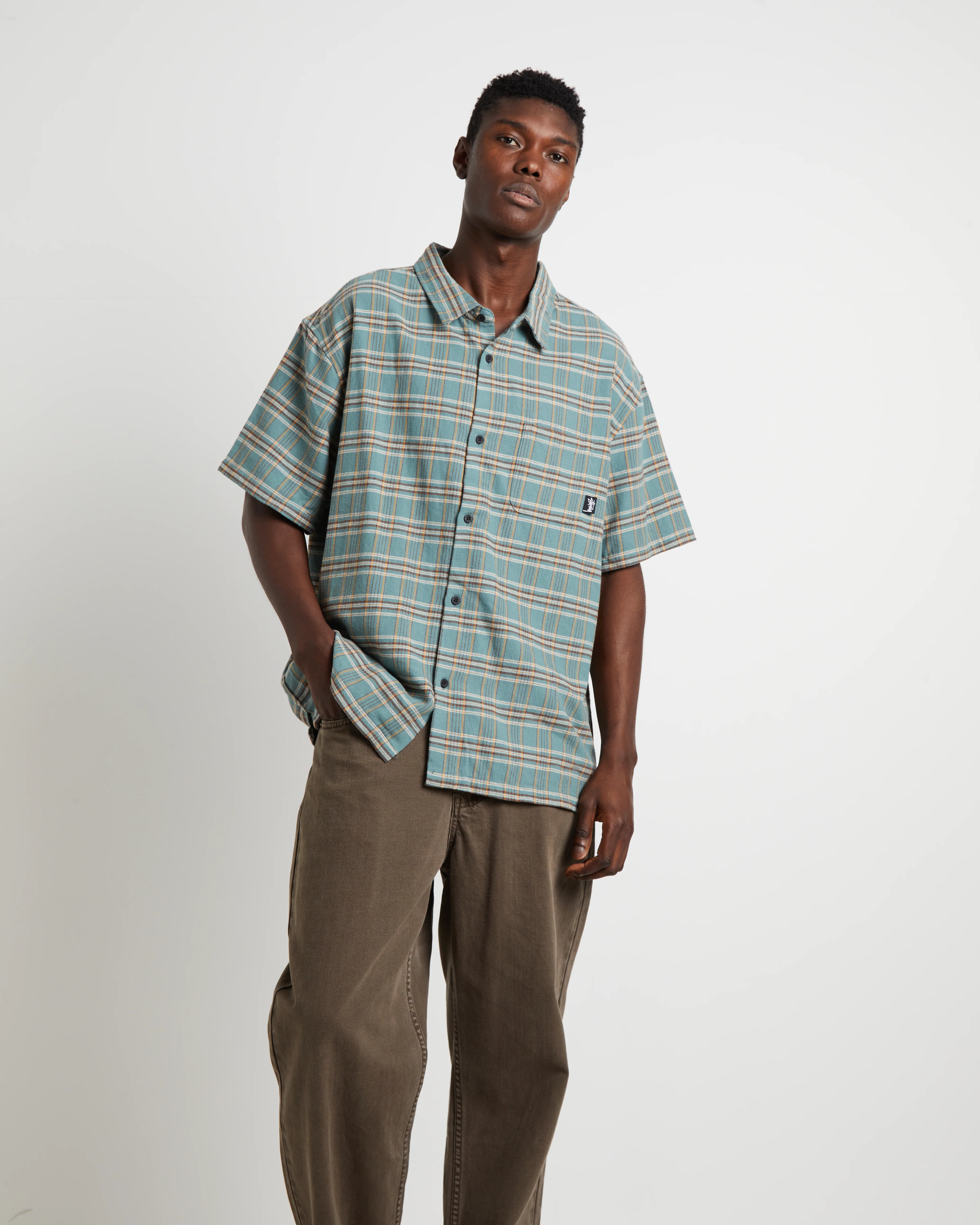 Ornata Pocket Short Sleeve Shirt in Blue