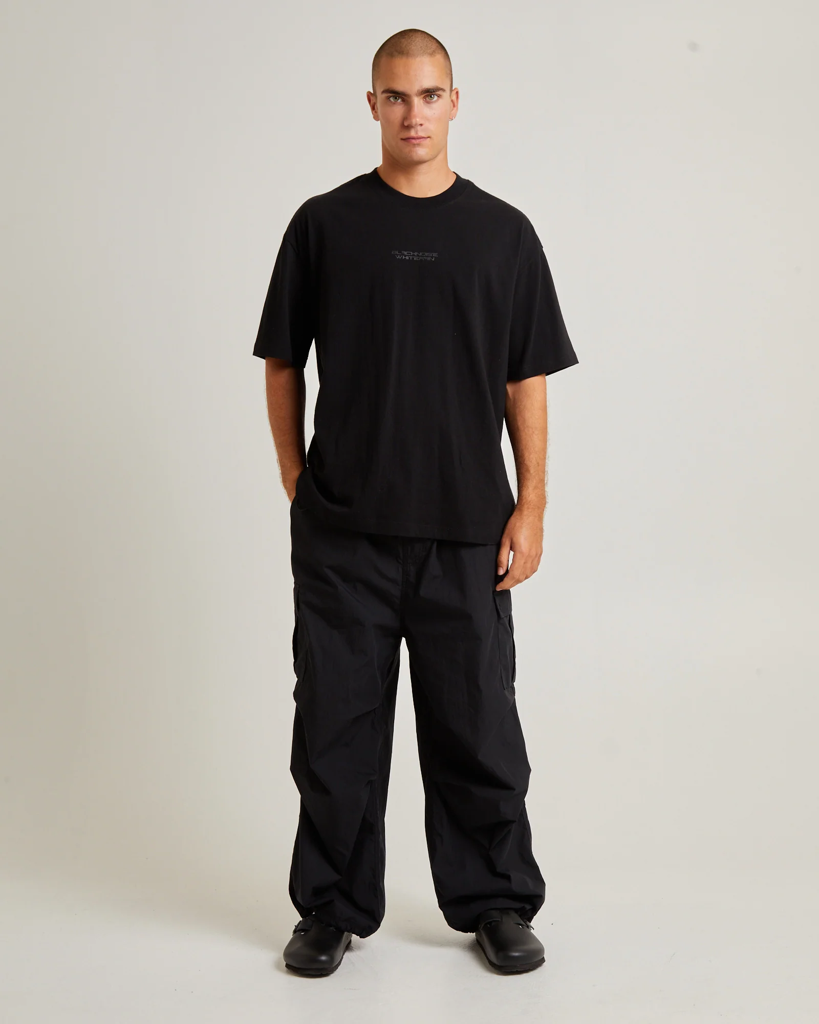 Oversized Parachute Cargo Pant in Black