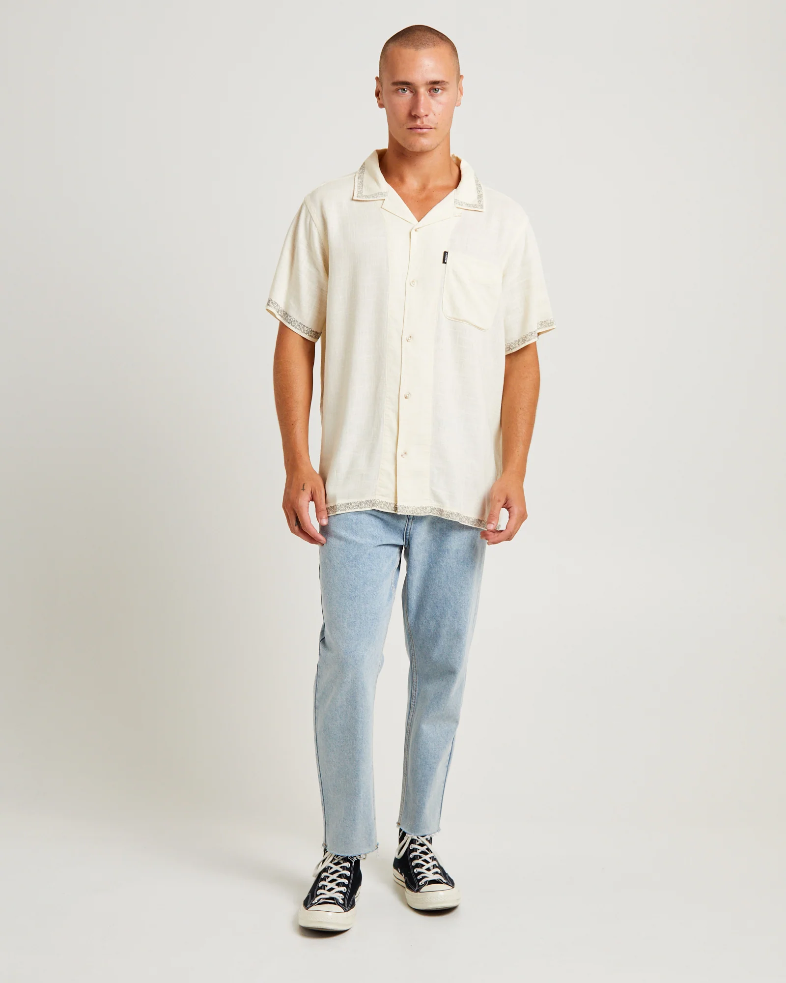 Pandaan Linen Short Sleeve Shirt Natural - Image 3