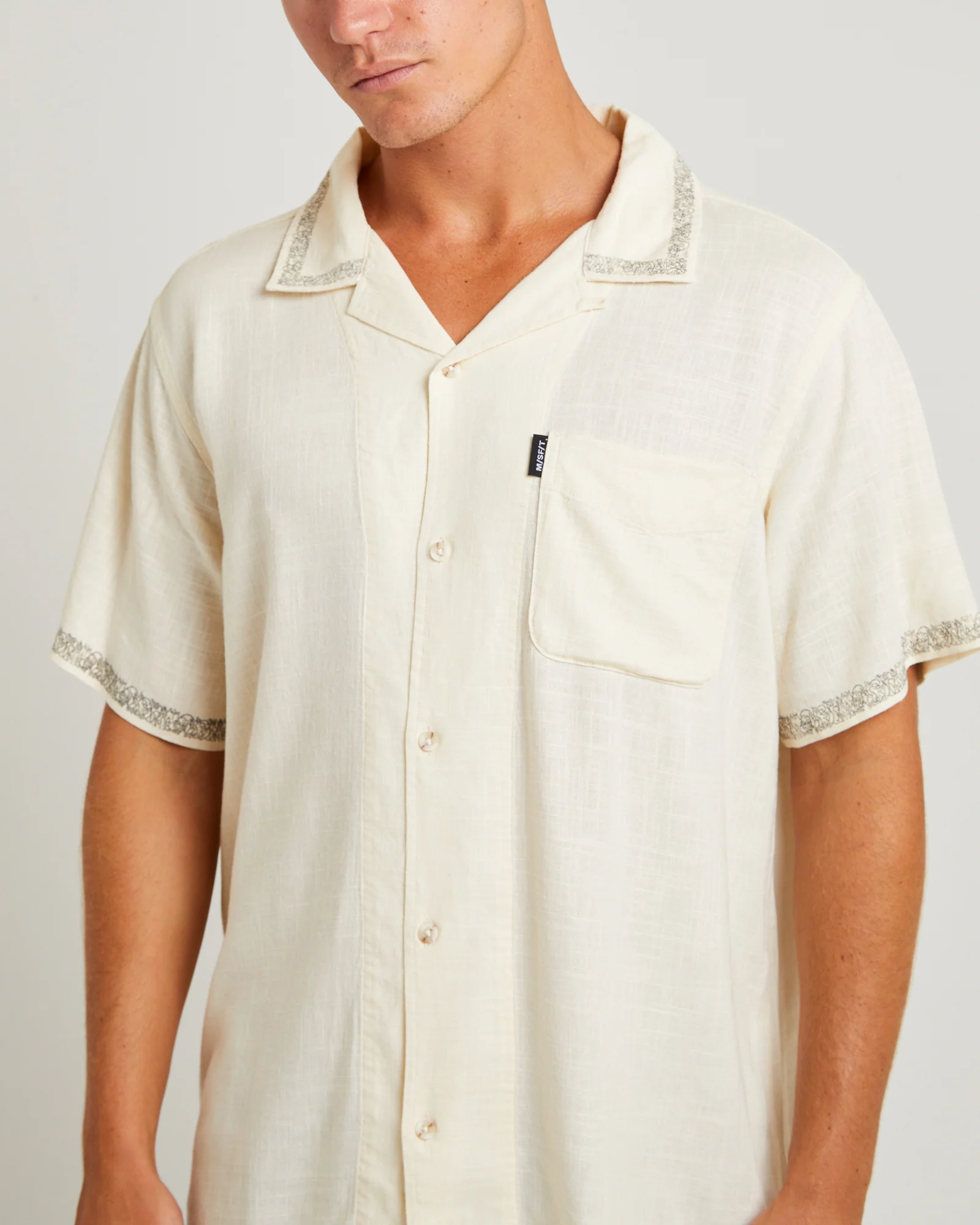 Pandaan Linen Short Sleeve Shirt Natural - Image 5