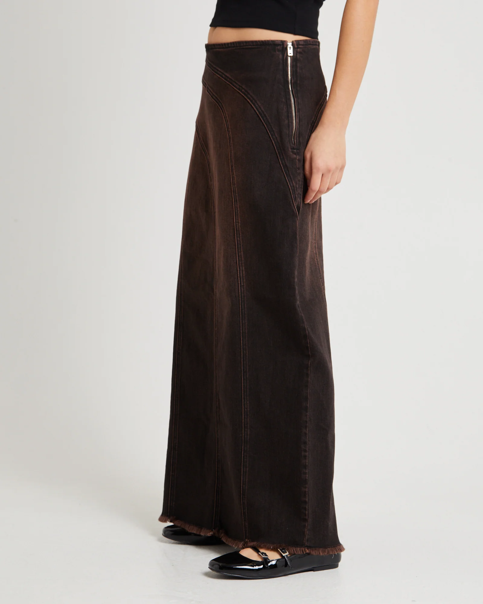 Panelled Denim Maxi Skirt - Image 5
