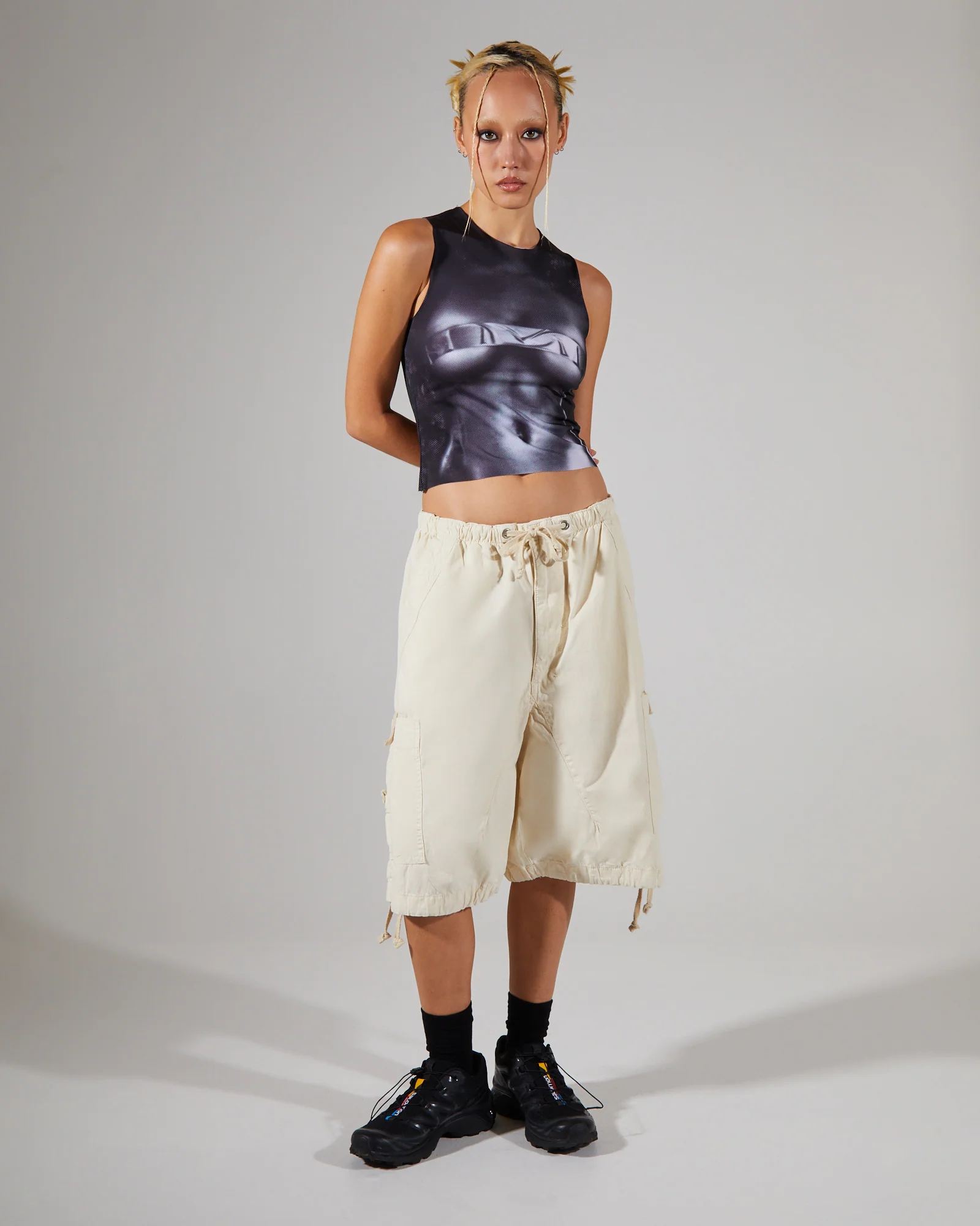 Parachute Cargo Shorts Ecru