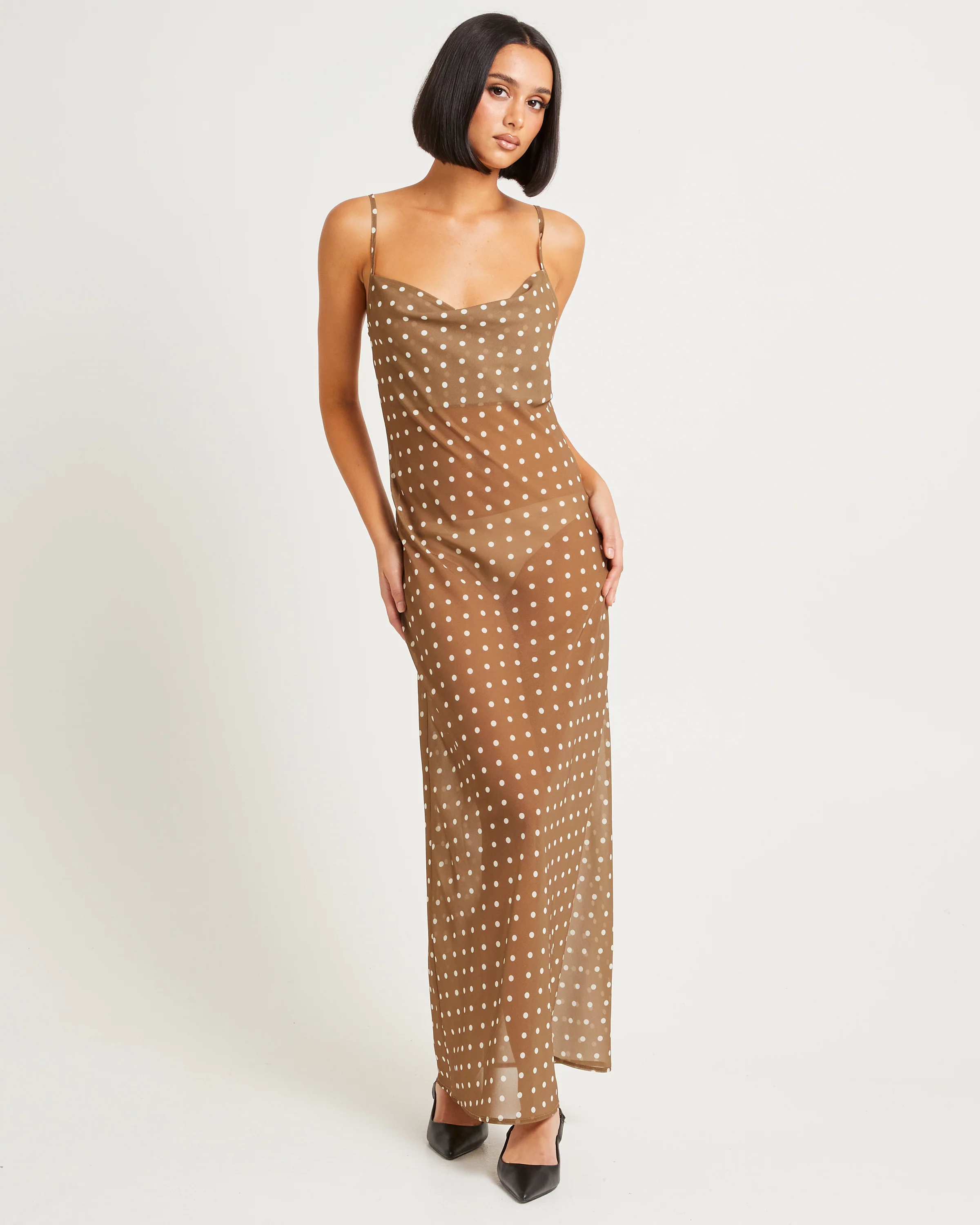 Paris Polka Dot Sheer Maxi Dress