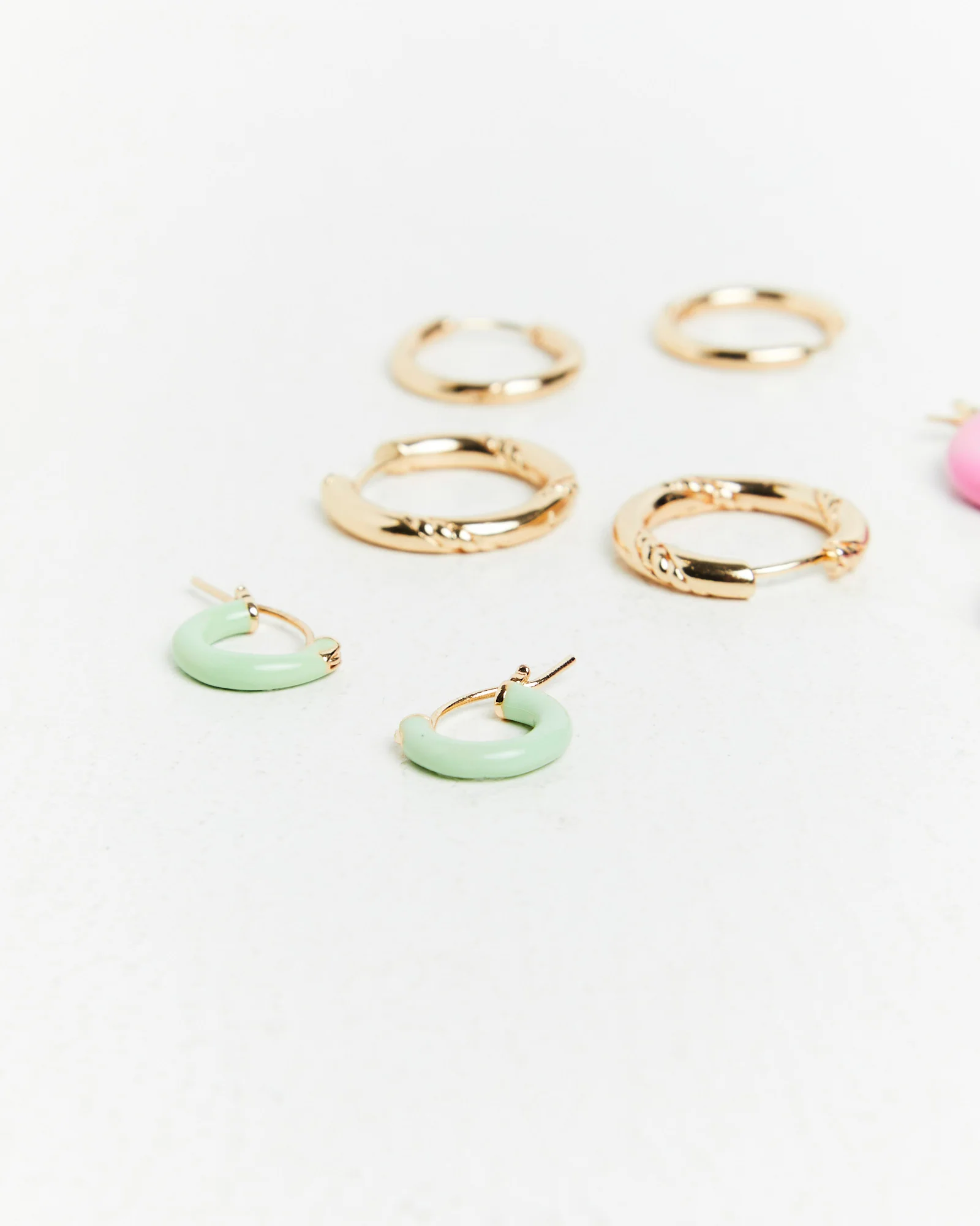 Pastel Enamel Huggie Earring Pack Gold - Image 4