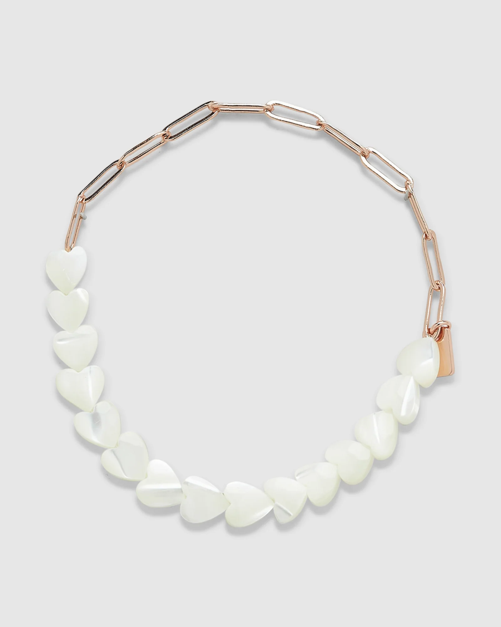 Pearl Heart Paperclip Chain Bracelet - Image 2